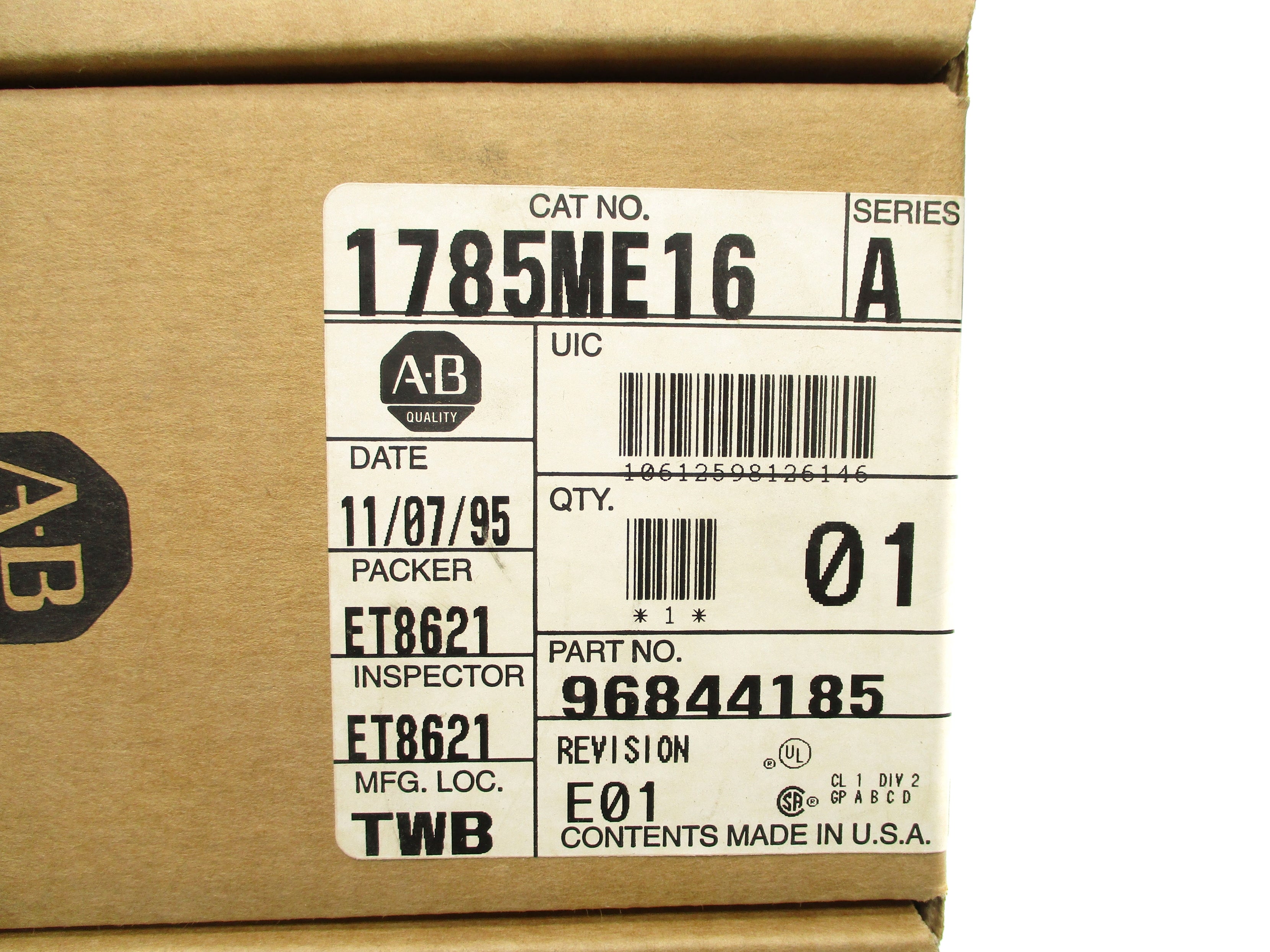 ALLEN BRADLEY 1785-ME16 SER. A DATE: 1995 NSFS