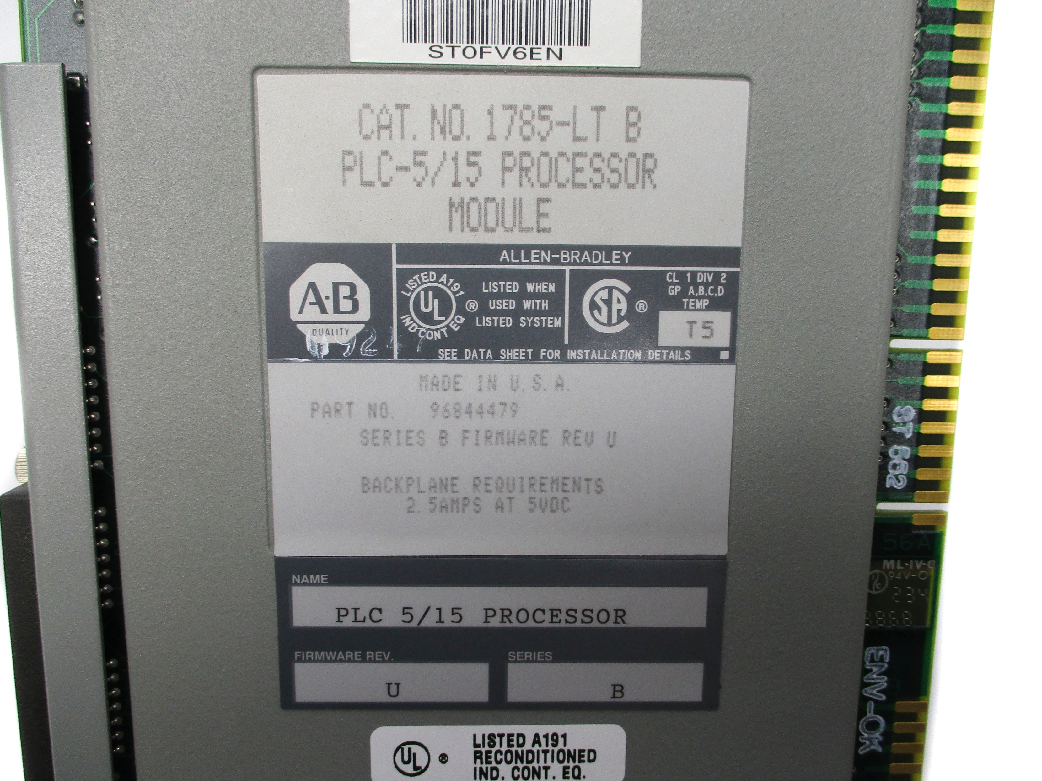 ALLEN BRADLEY 1785-LT SER. B F/W U (NO KEY) UNMP