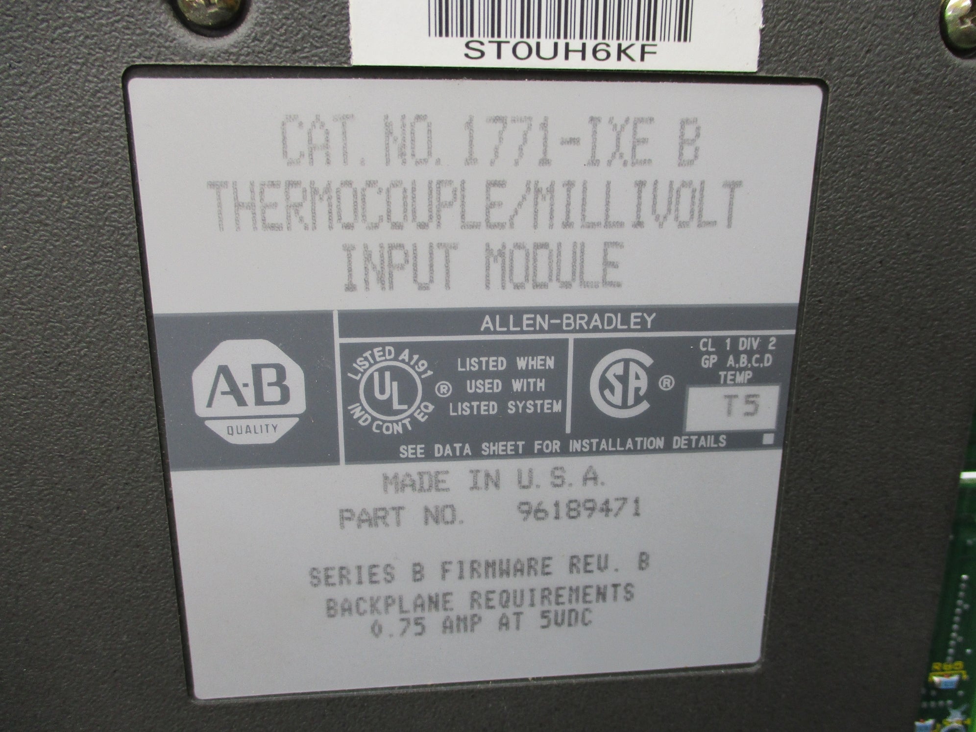 ALLEN BRADLEY 1771-IXE SER. B F/W B 5VDC 0.75A UNMP