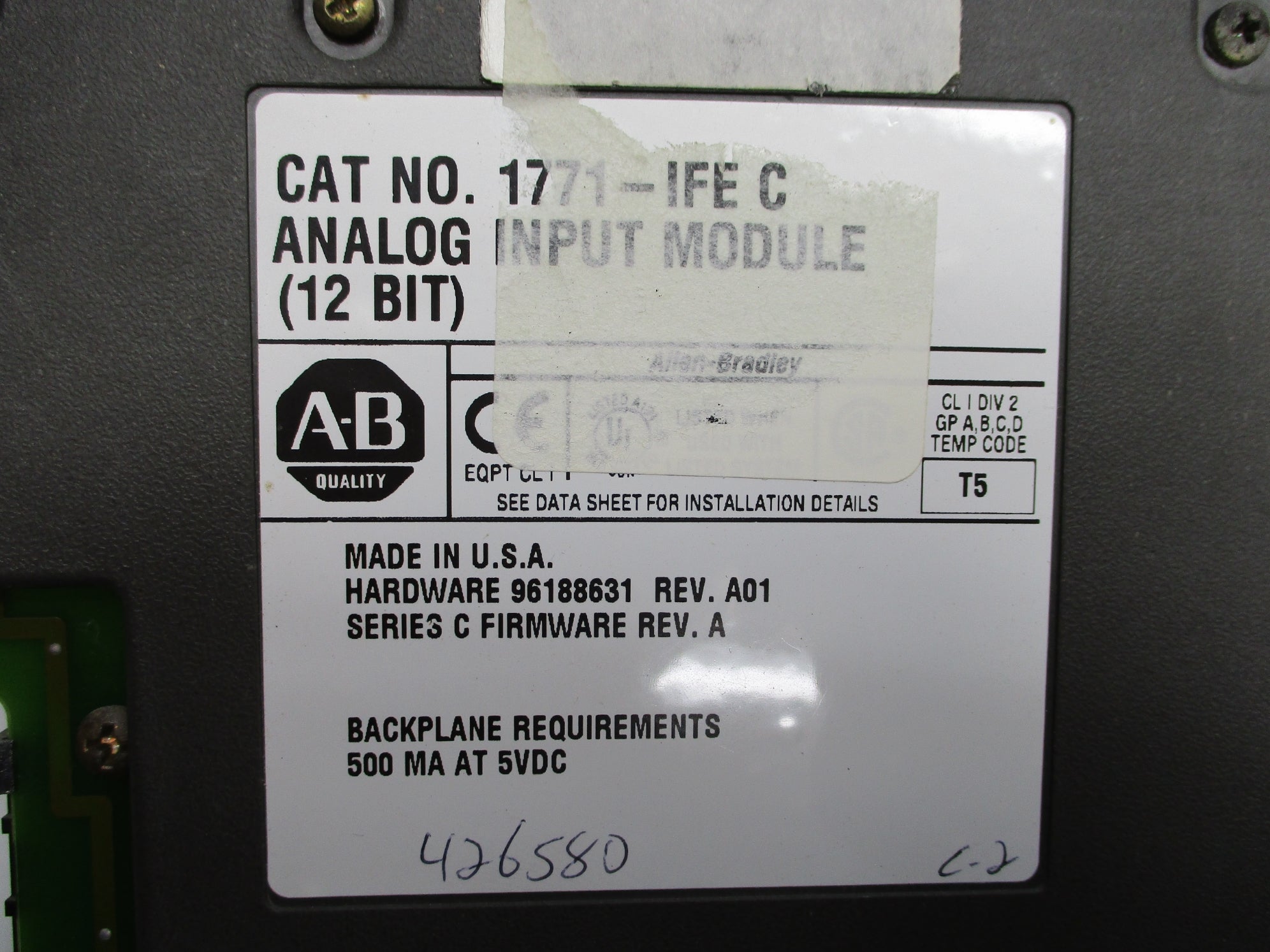 ALLEN BRADLEY 1771-IFE SER. C F/W A 5VDC UNMP