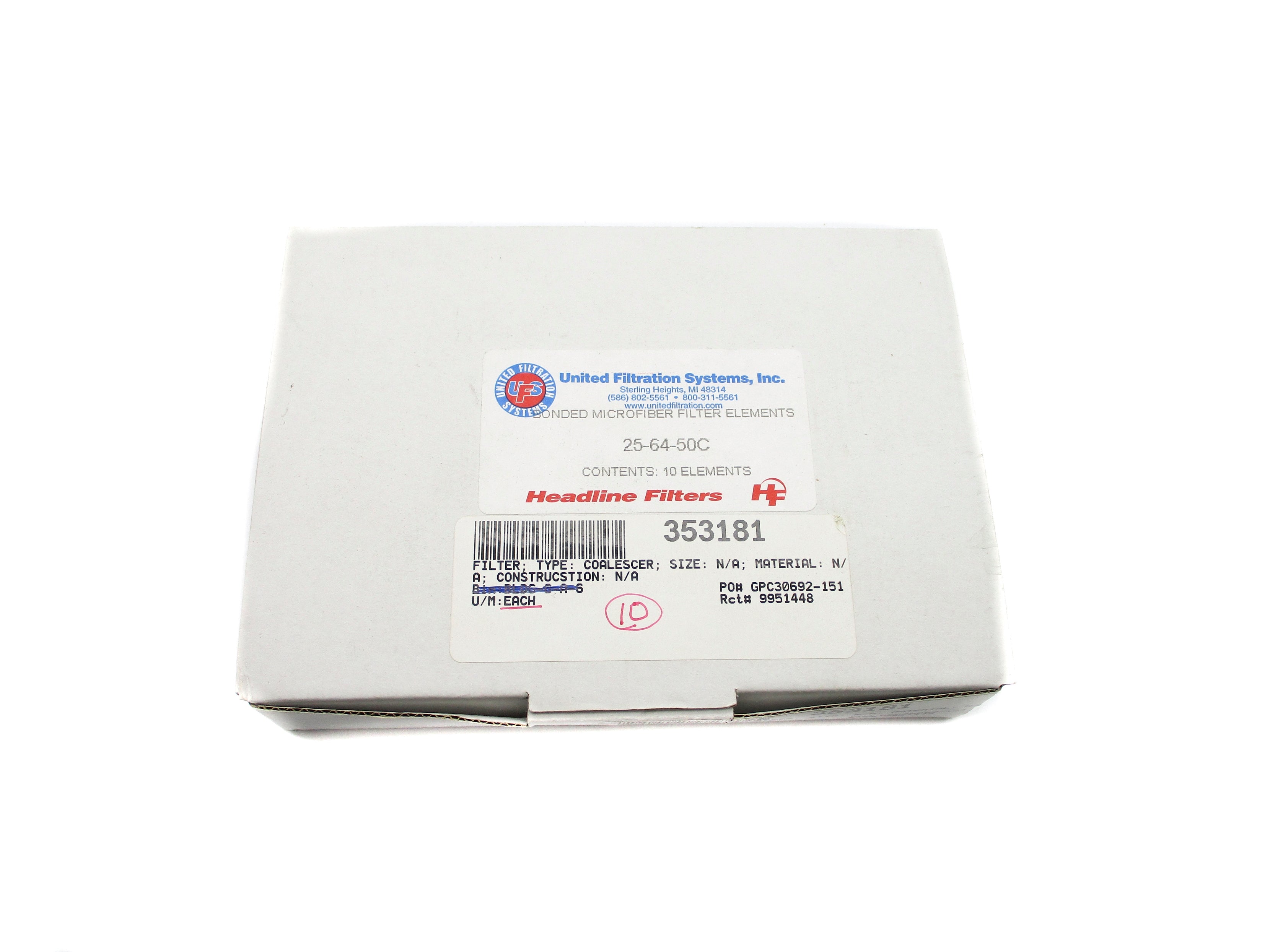 UNITED FILTRATION SYSTEMS 25-64-50C (PKG OF 10) NSMP