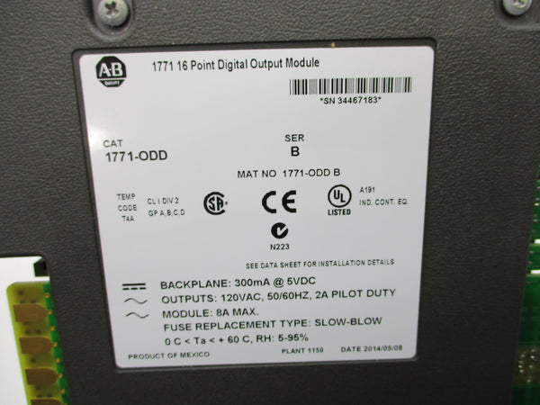 ALLEN BRADLEY 1771-ODD SER. B 120VAC 8A UNMP