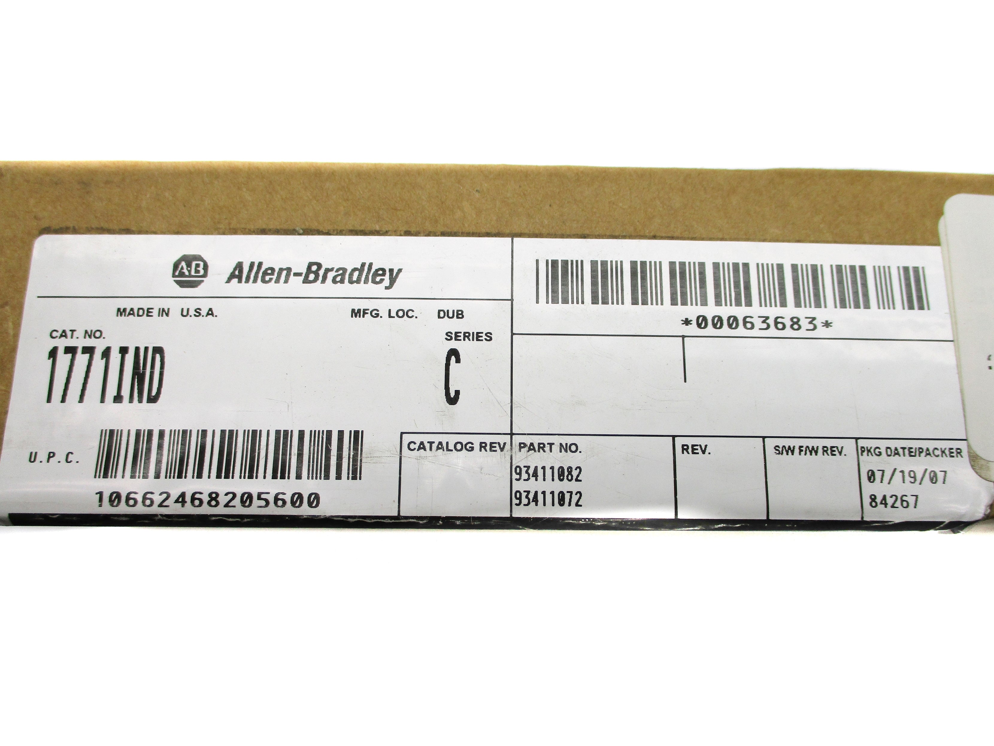 ALLEN BRADLEY 1771-IND SER. C DATE: 2007 NSFS