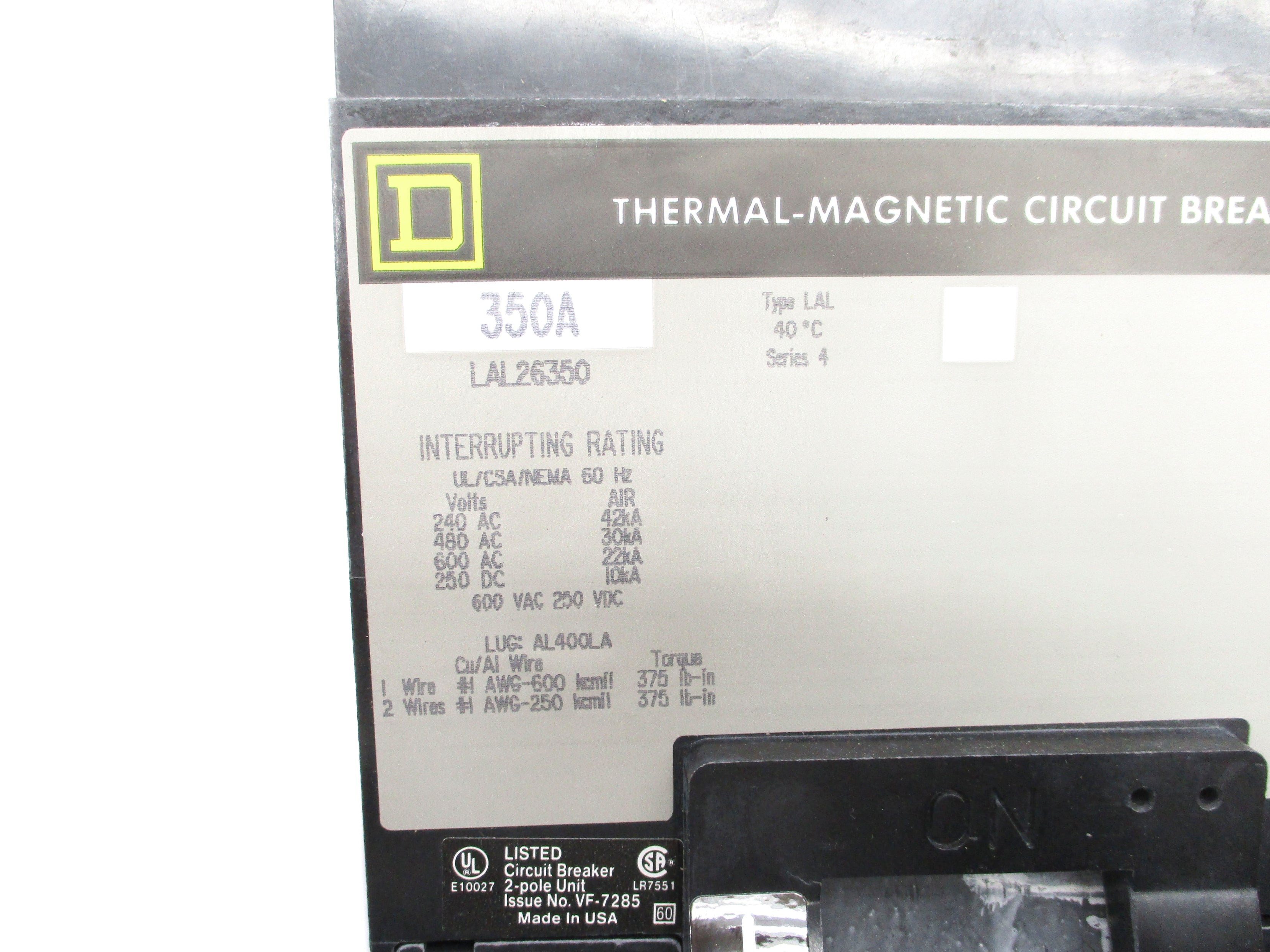 SQUARE D LAL26350 350A 600VAC NSNP
