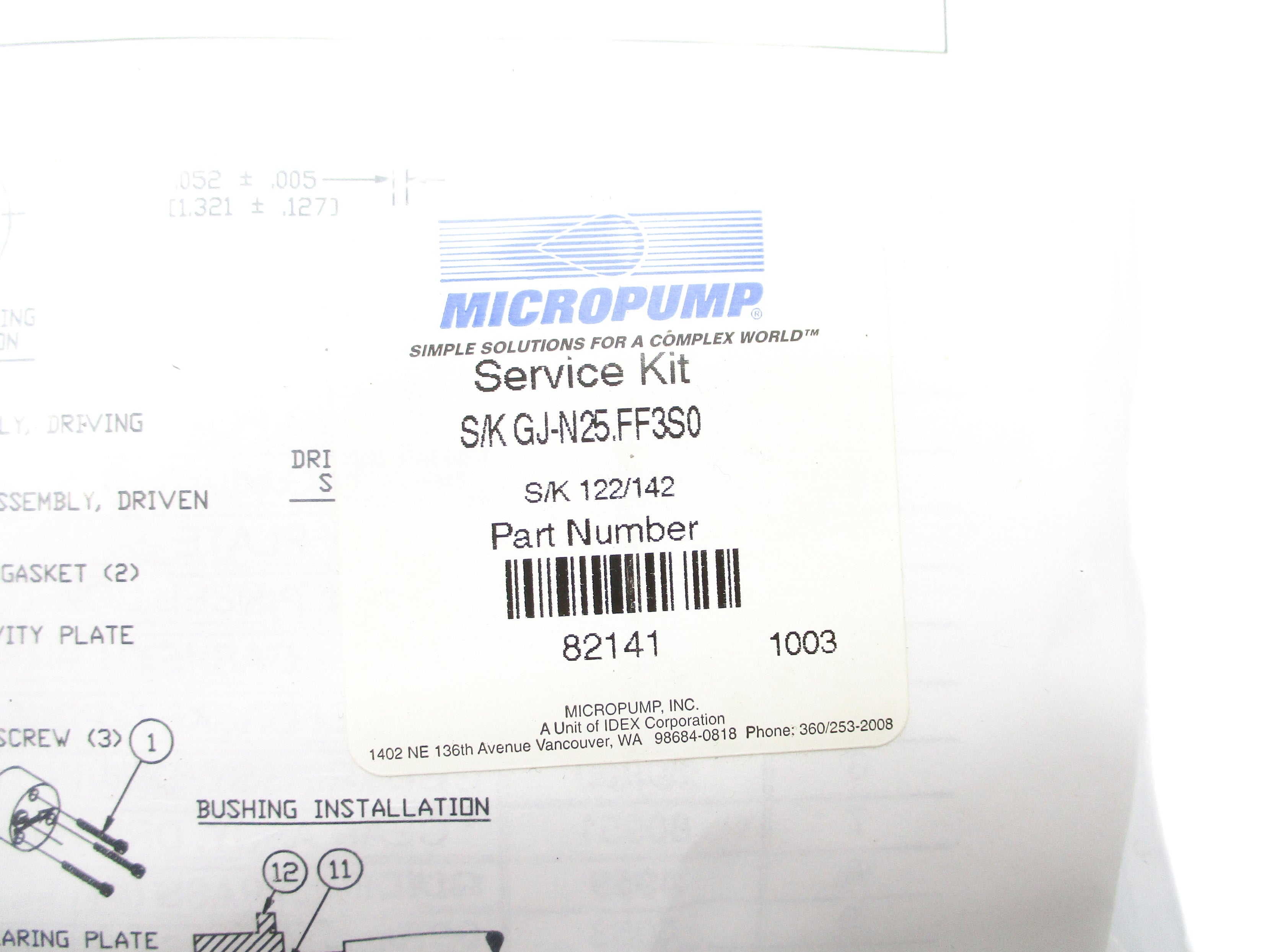 MICROPUMP GJ-N25.FF3S.0 service kit 82141 NSMP