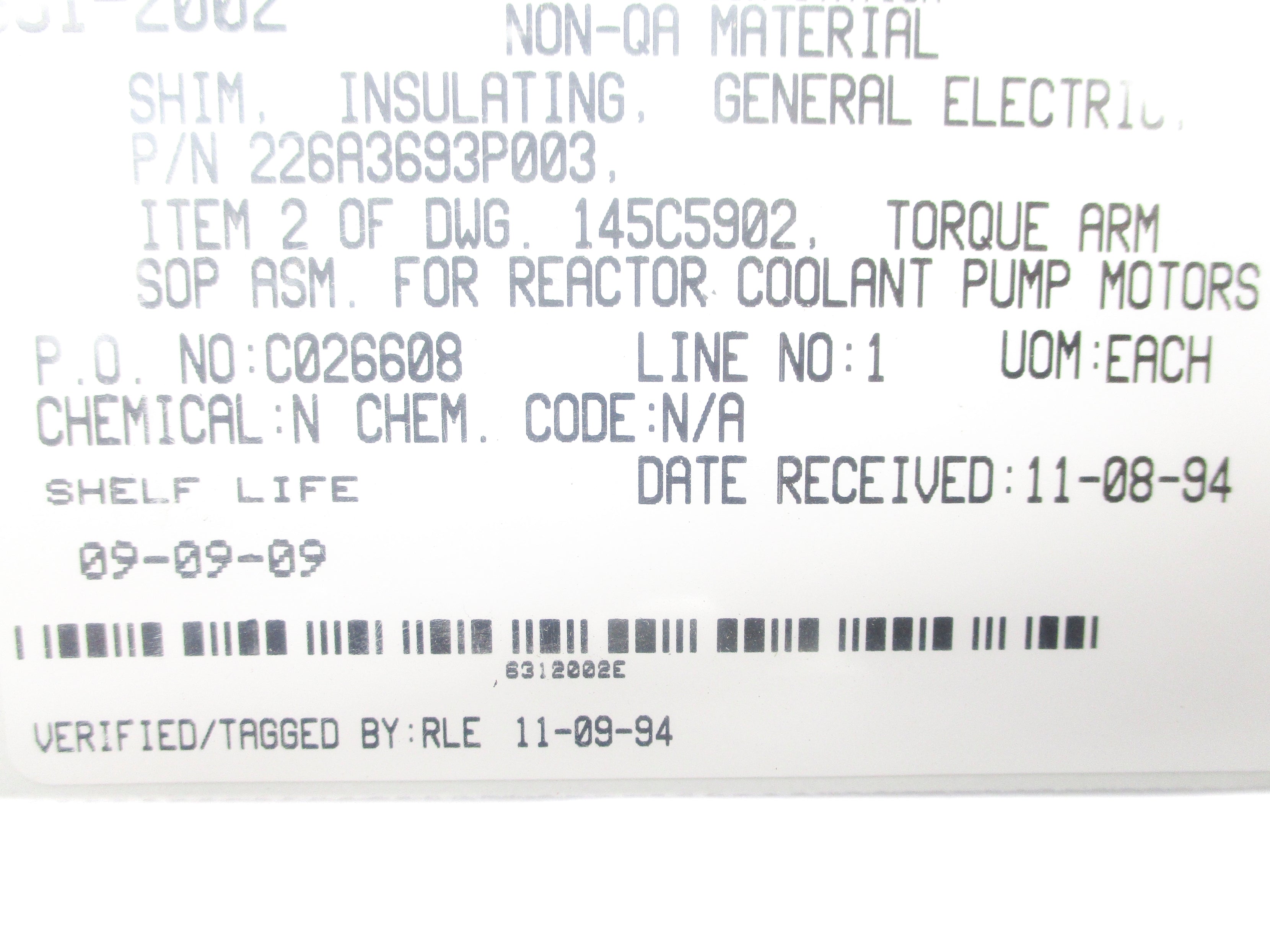GENERAL ELECTRIC 226A3693P003 NSNP
