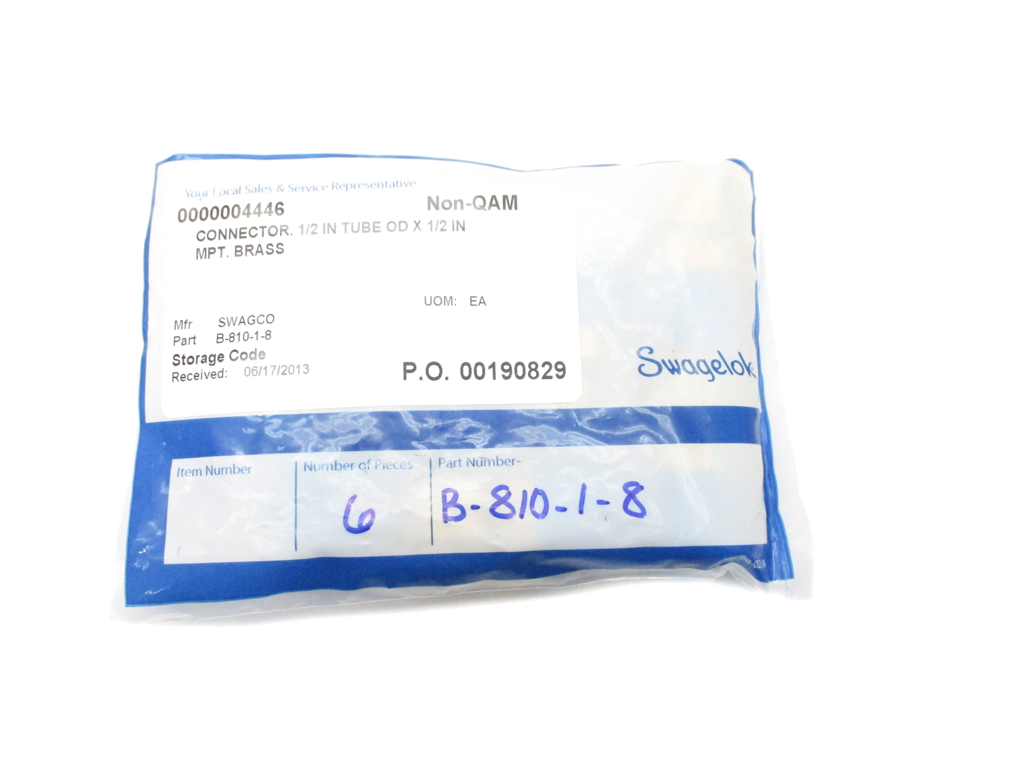 SWAGELOK B-810-1-8 (PKG OF 6) NSMP