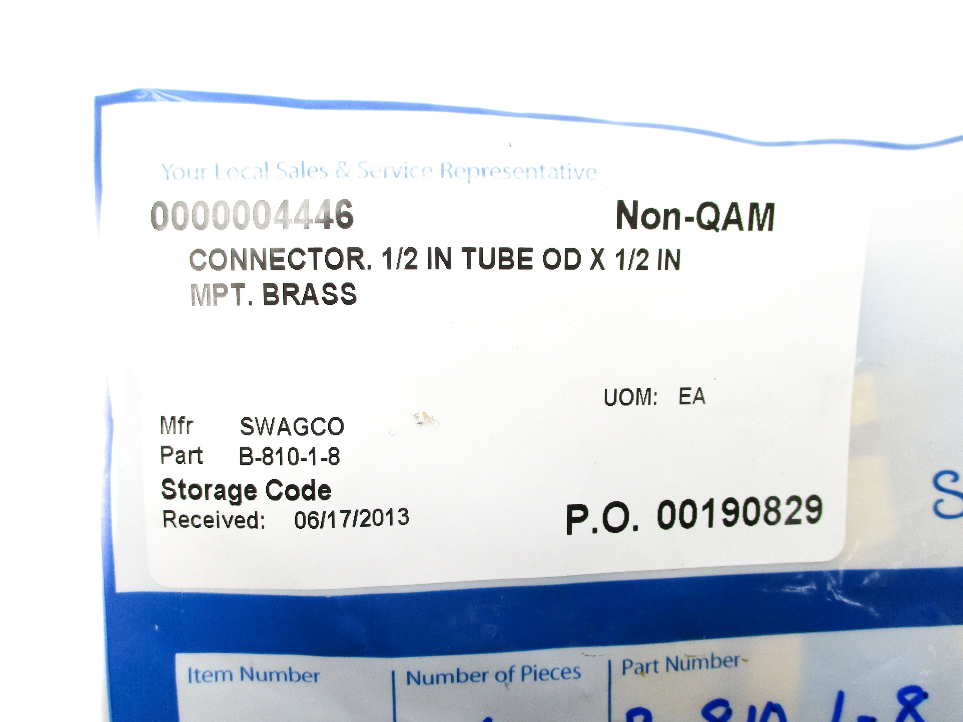 SWAGELOK B-810-1-8 (PKG OF 6) NSMP