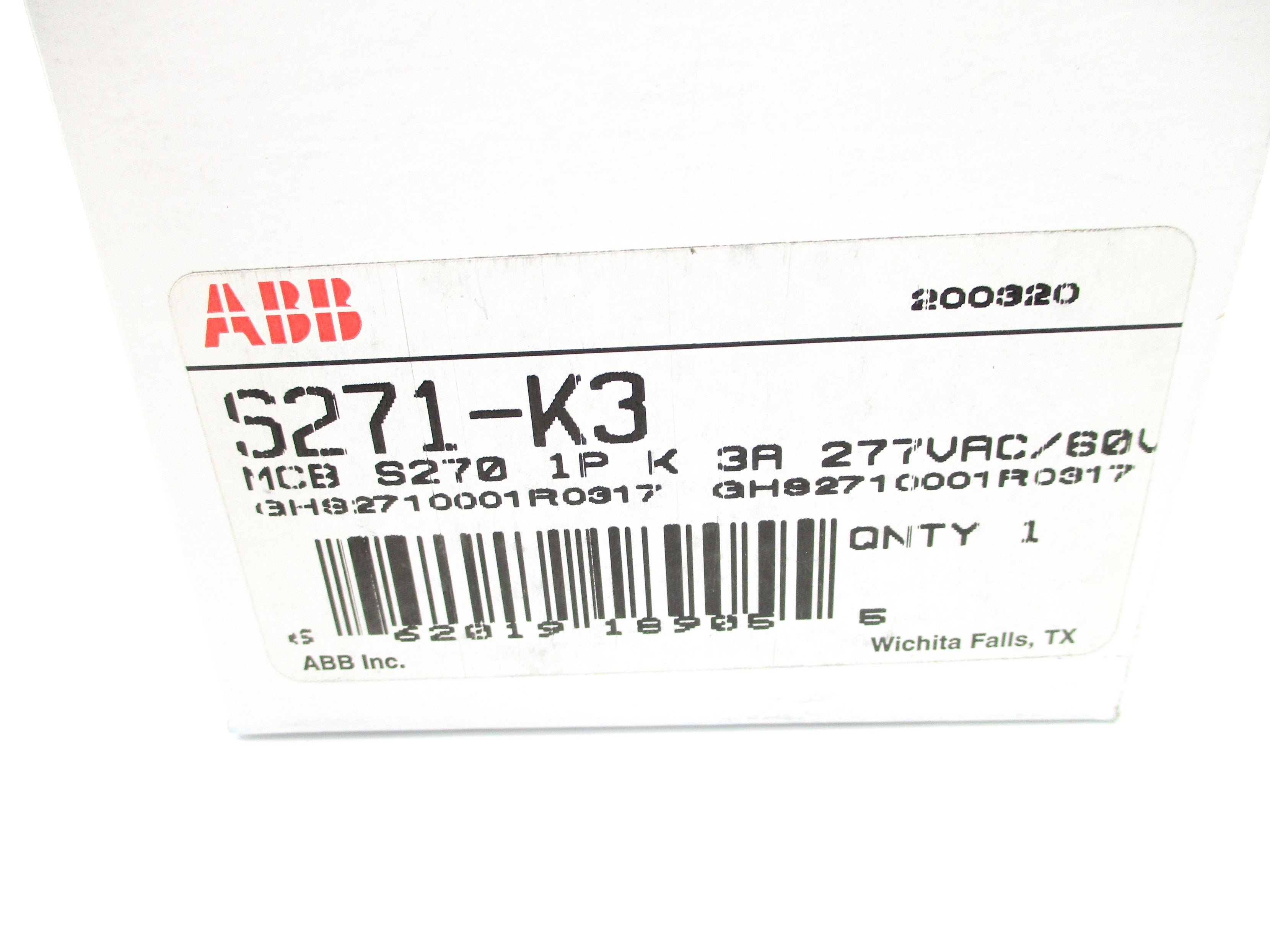 ABB S271-K3 3A 277VAC NSMP