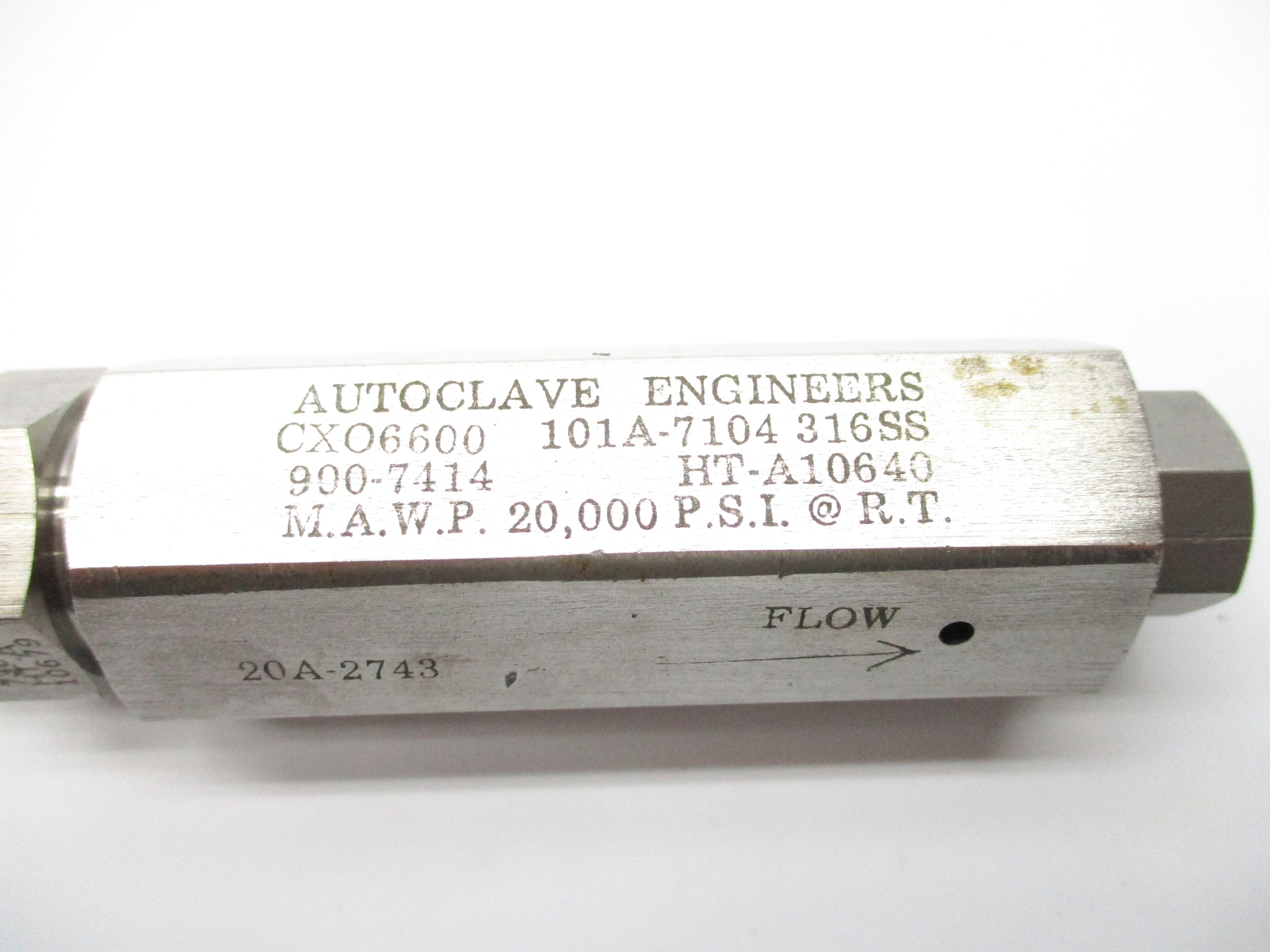 AUTOCLAVE ENGINEERS 101A-7104 CXO6600 20000PSI NSNP