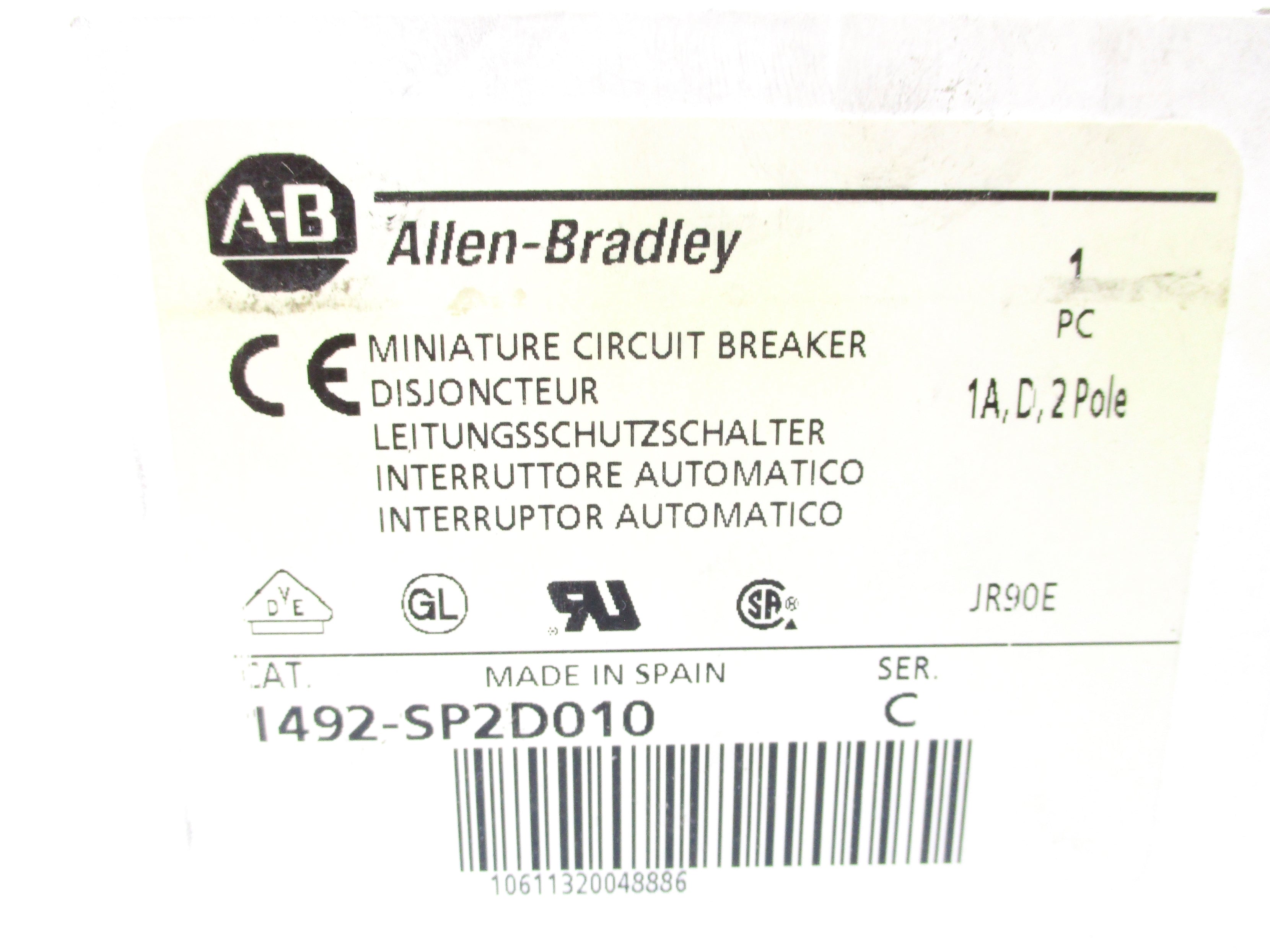 ALLEN BRADLEY 1492-SP2D010 SER. C 1A 415VAC (WH) NSMP