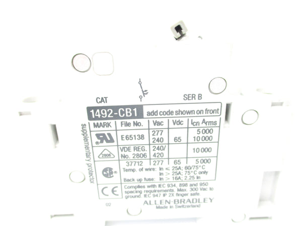 ALLEN BRADLEY 1492-CB1G100 SER. B 277VAC 10A NSNP