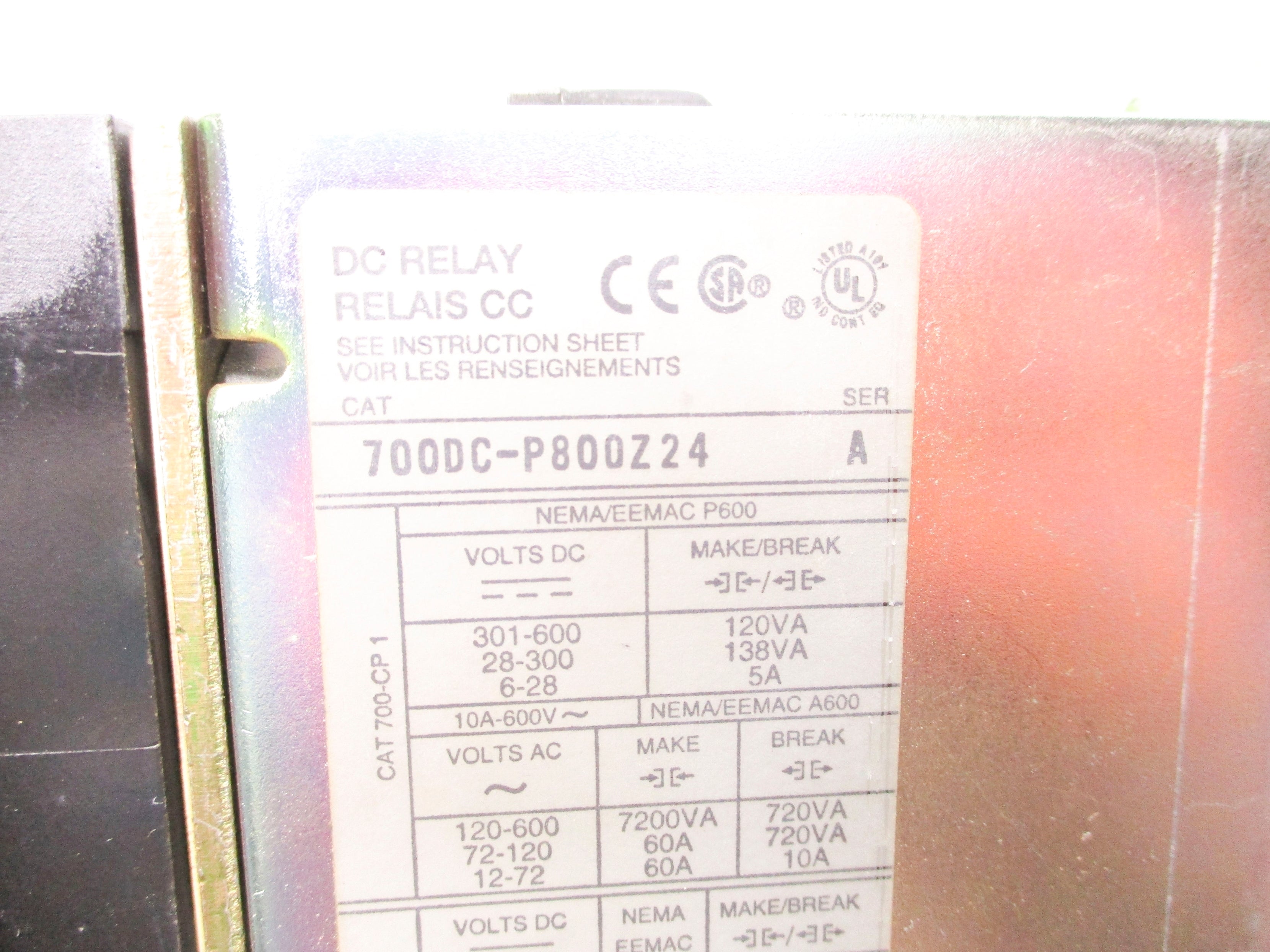 ALLEN BRADLEY 700DC-P800Z24 SER. A 24VDC UNMP