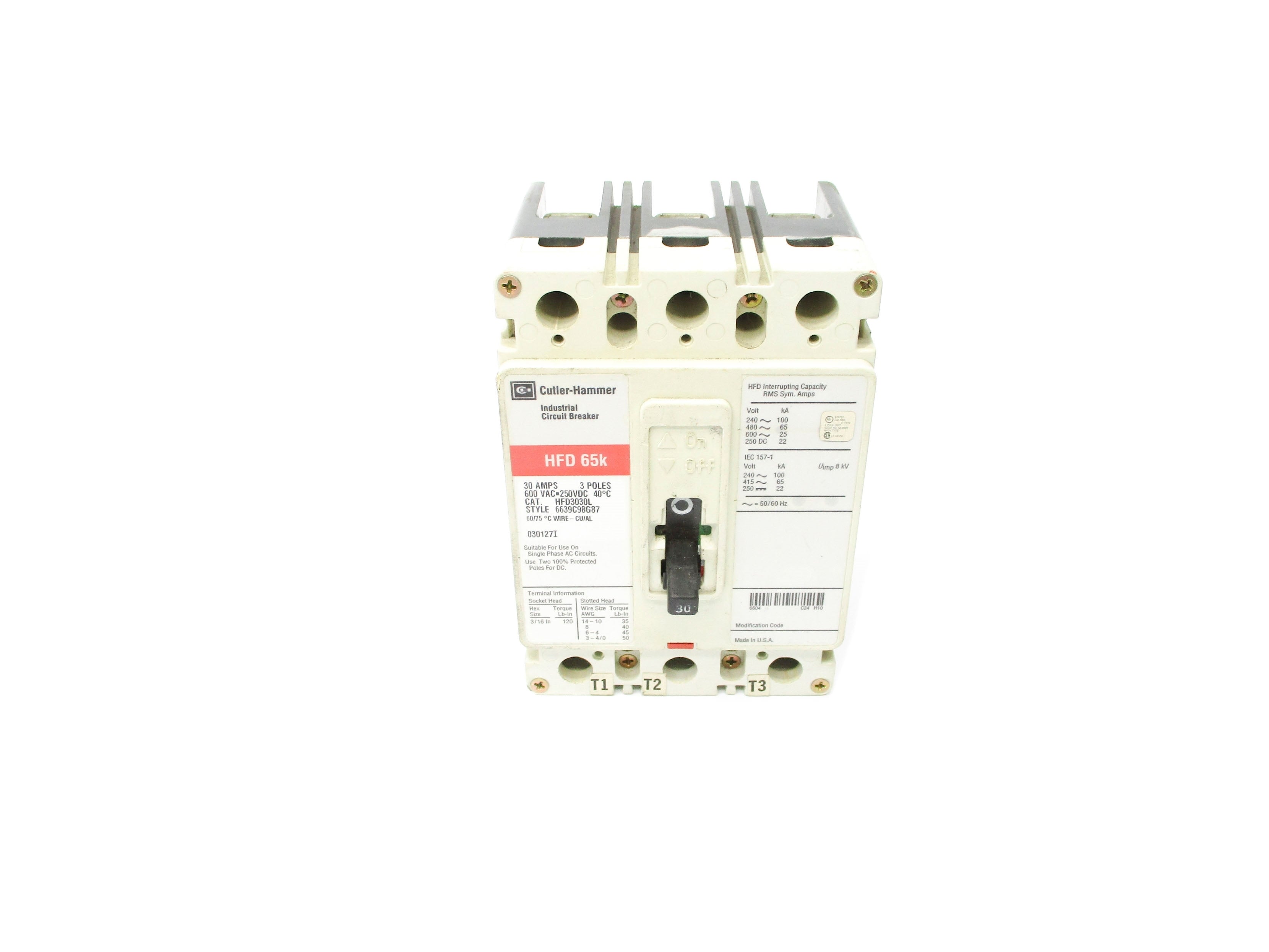 CUTLER HAMMER HFD3030L 30A 600VAC UNMP