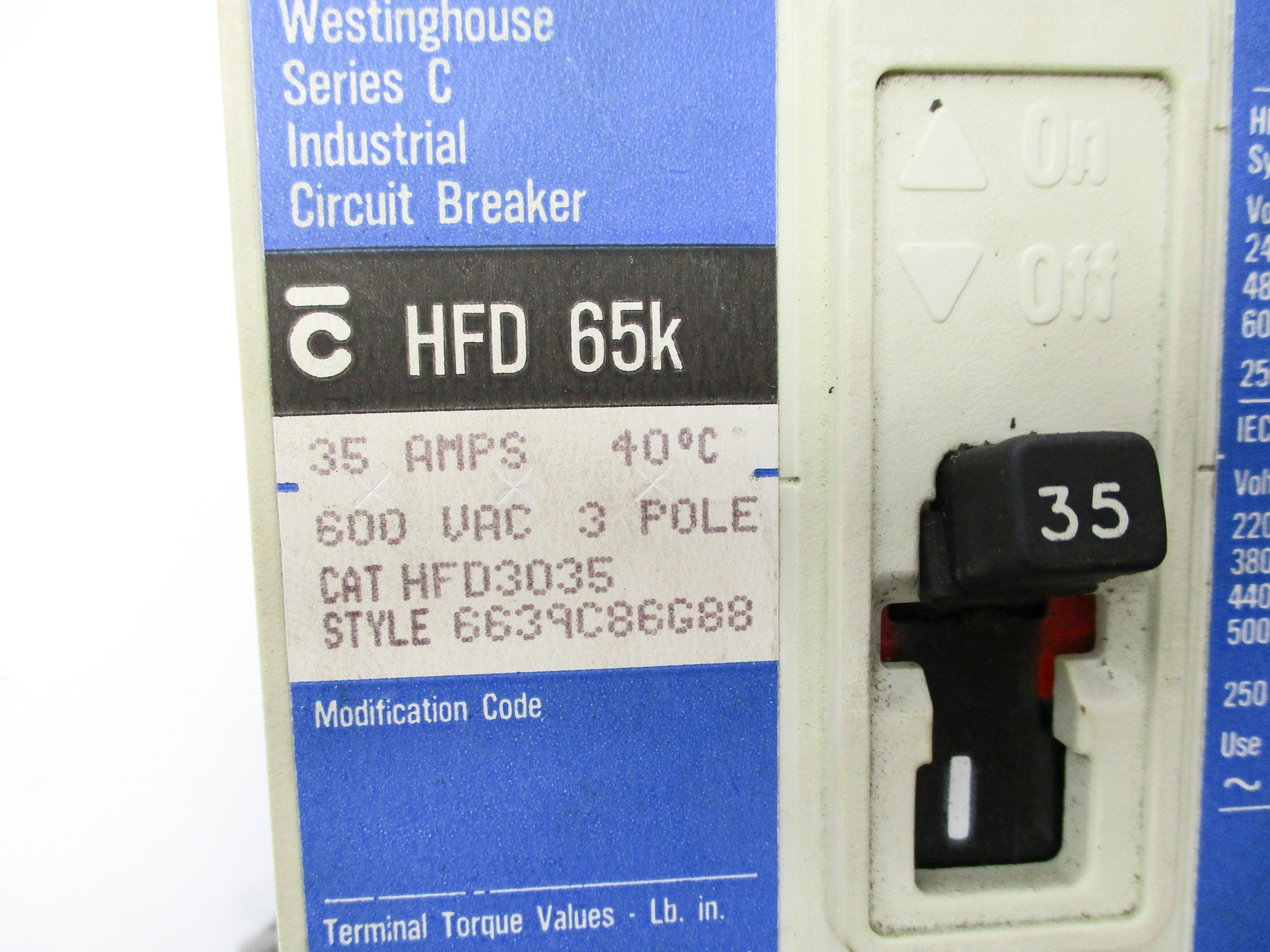 WESTINGHOUSE HFD3035 35A 600VAC UNMP