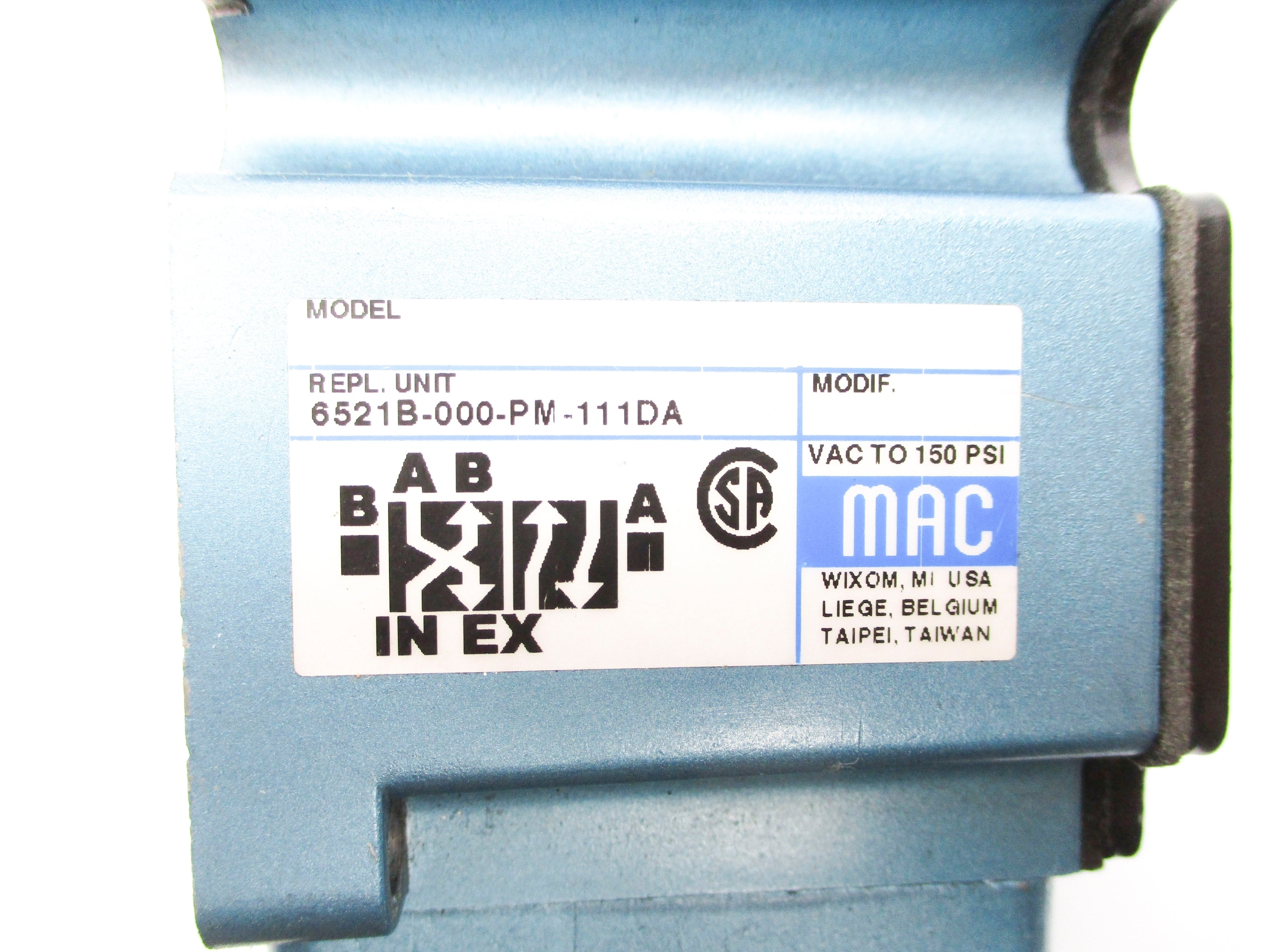 MAC 6521B-000-PM-111DA 120V 150PSI UNMP