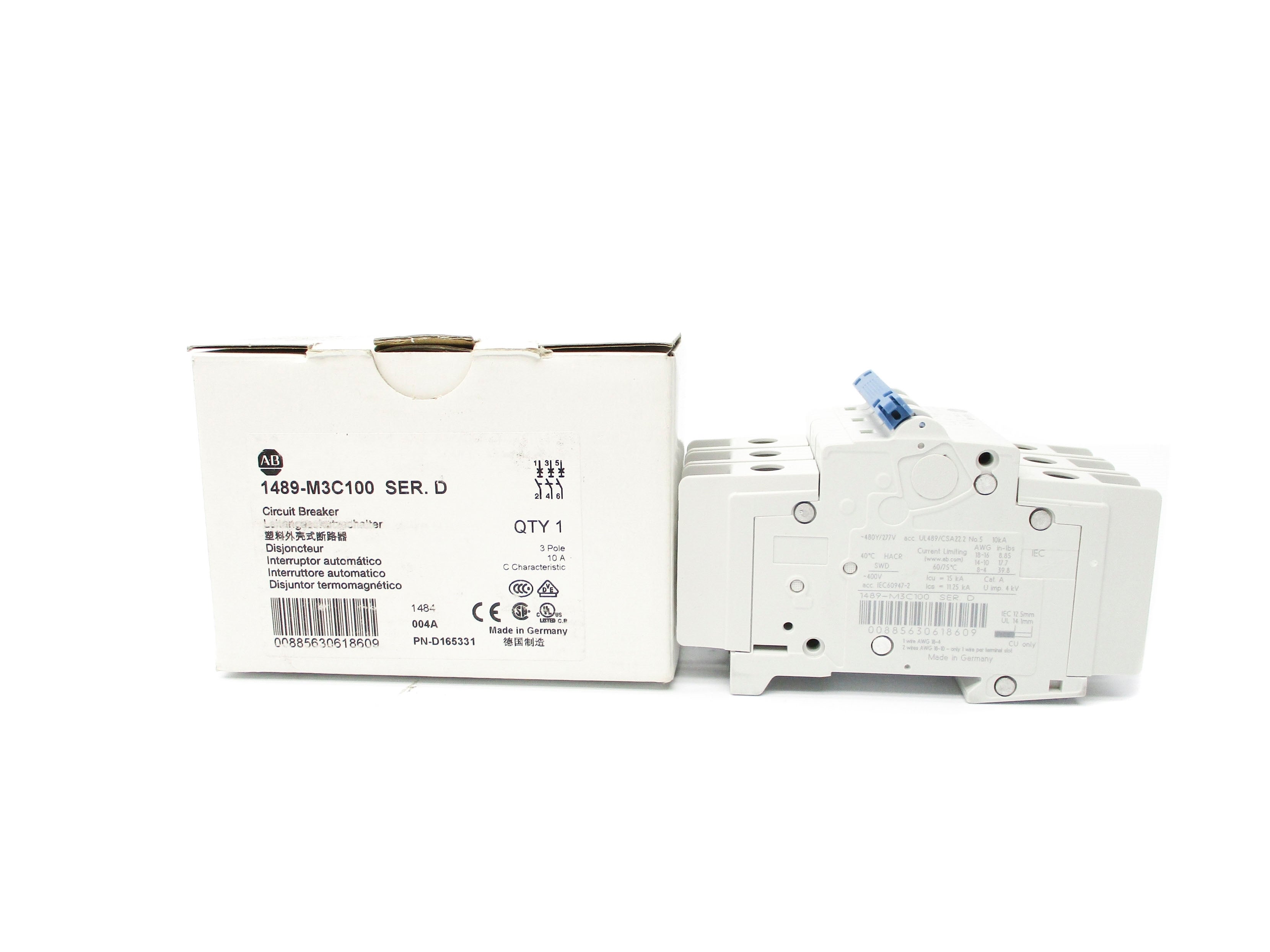ALLEN BRADLEY 1489-M3C100 SER. D 10A 277V (WH) NSMP