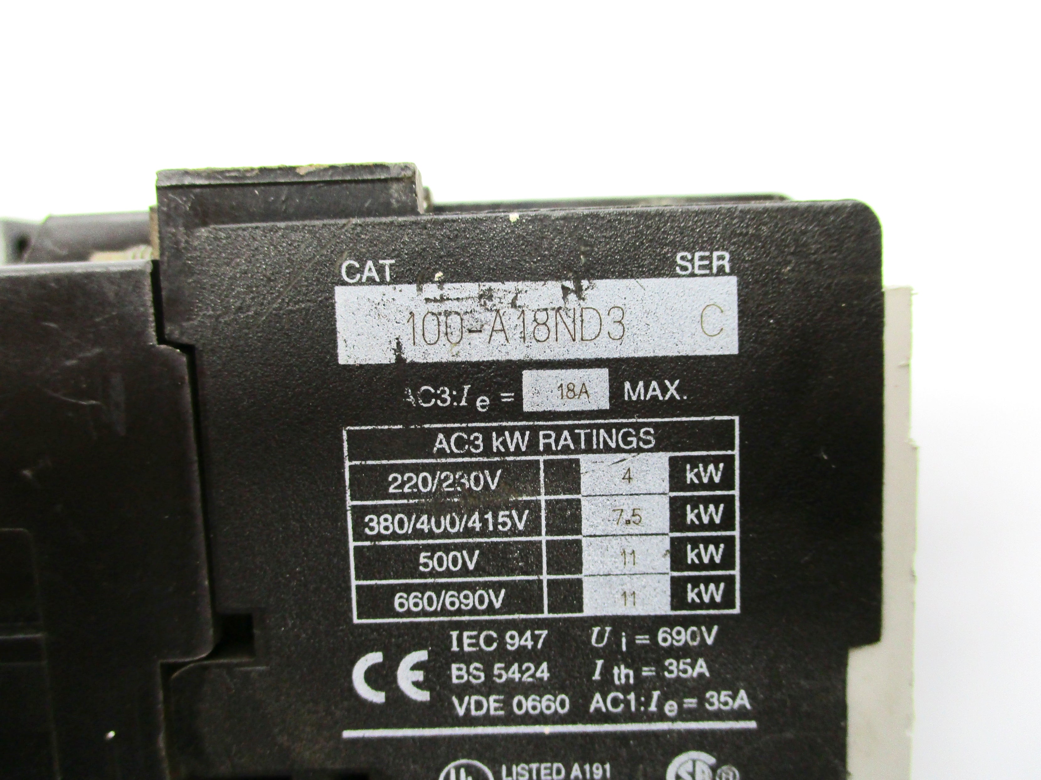 ALLEN BRADLEY 100-A18ND3 SER. C 110/120V UNMP
