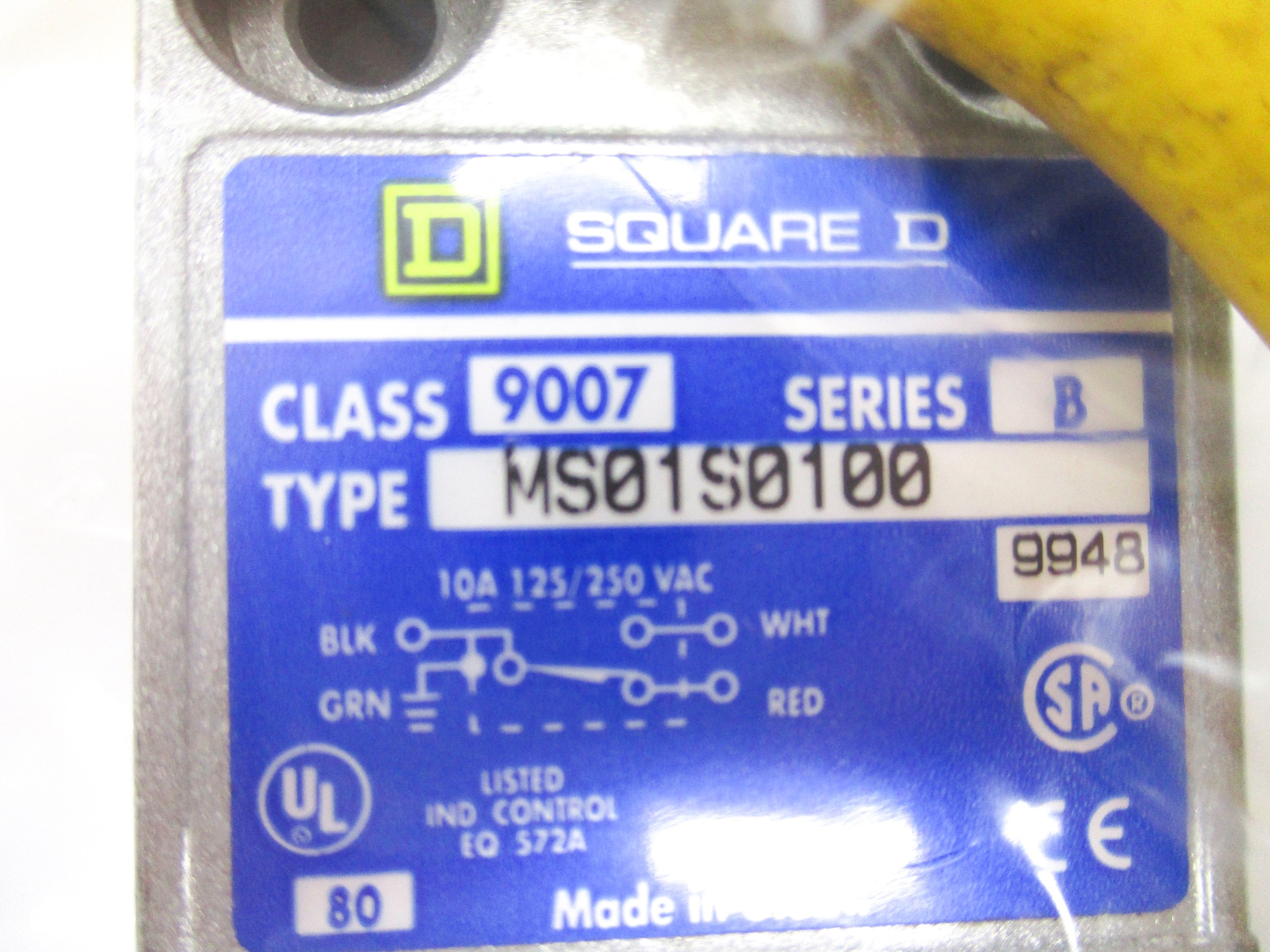 SQUARE D 9007MS01S0100 SER. B 125/250VAC 10A NSNP