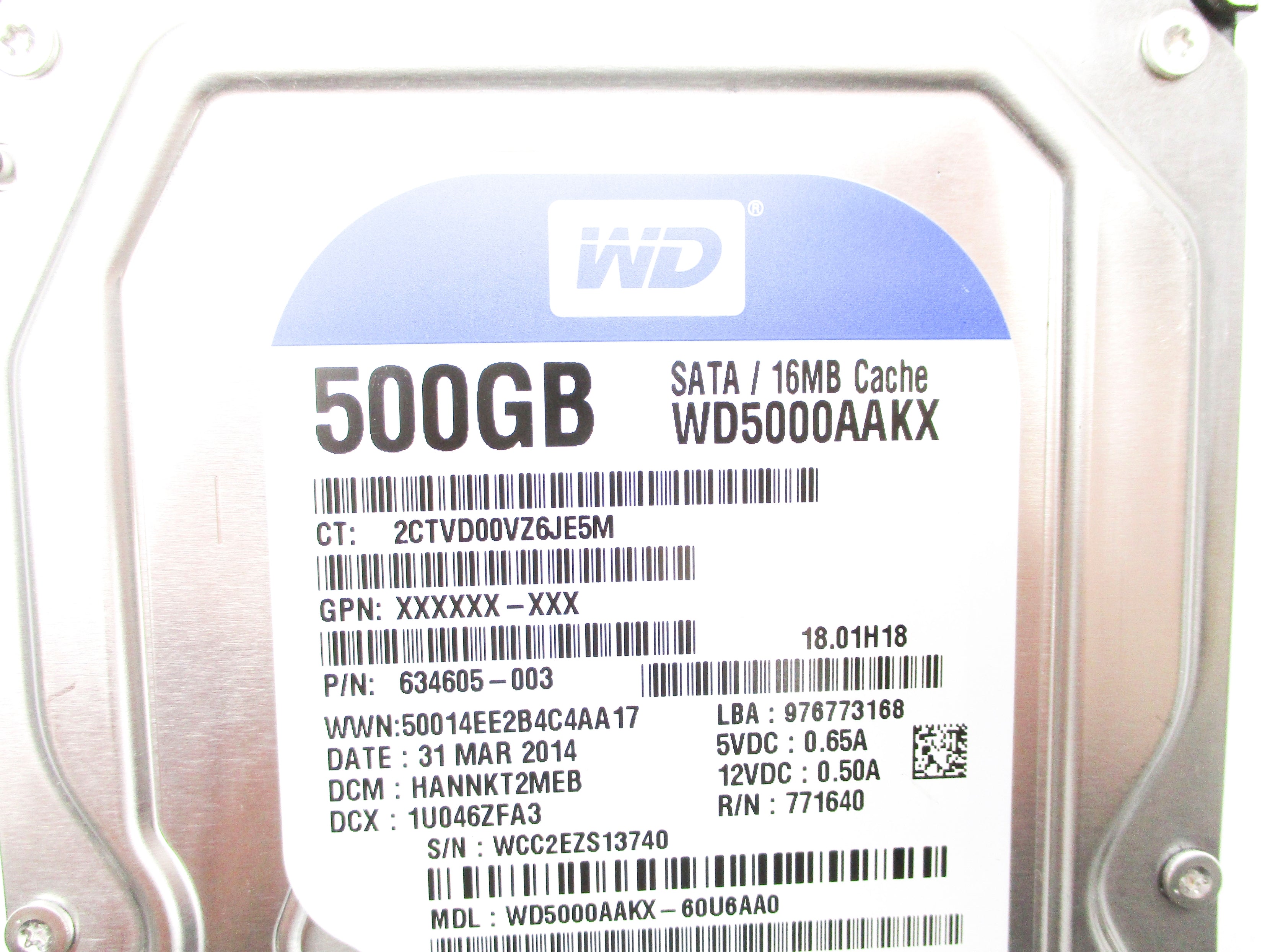 WD BLUE WD5000AAKX-60U6AA0 NSNP