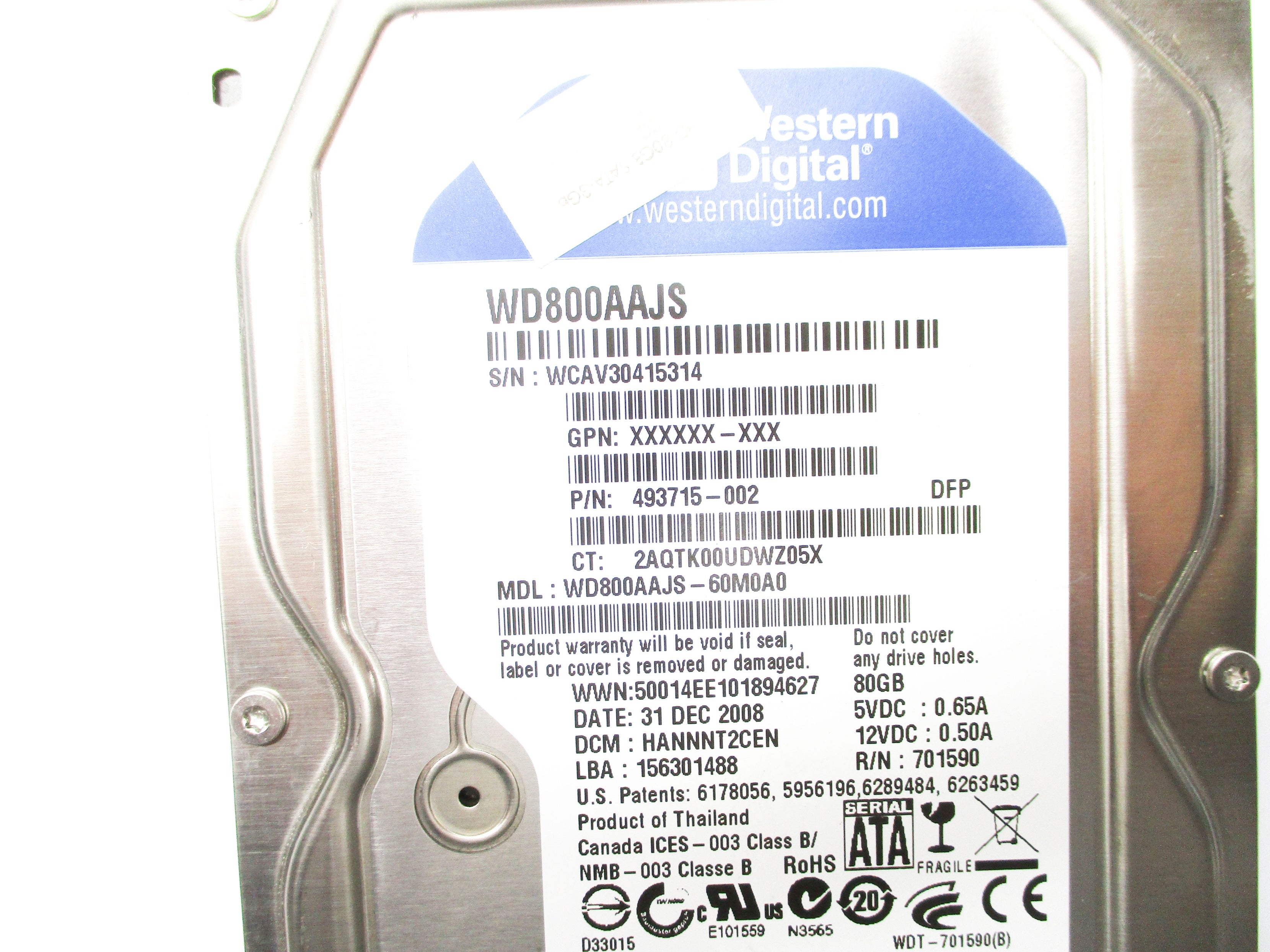 WESTERN DIGITAL WD800AAJS-60M0A0 NSNP