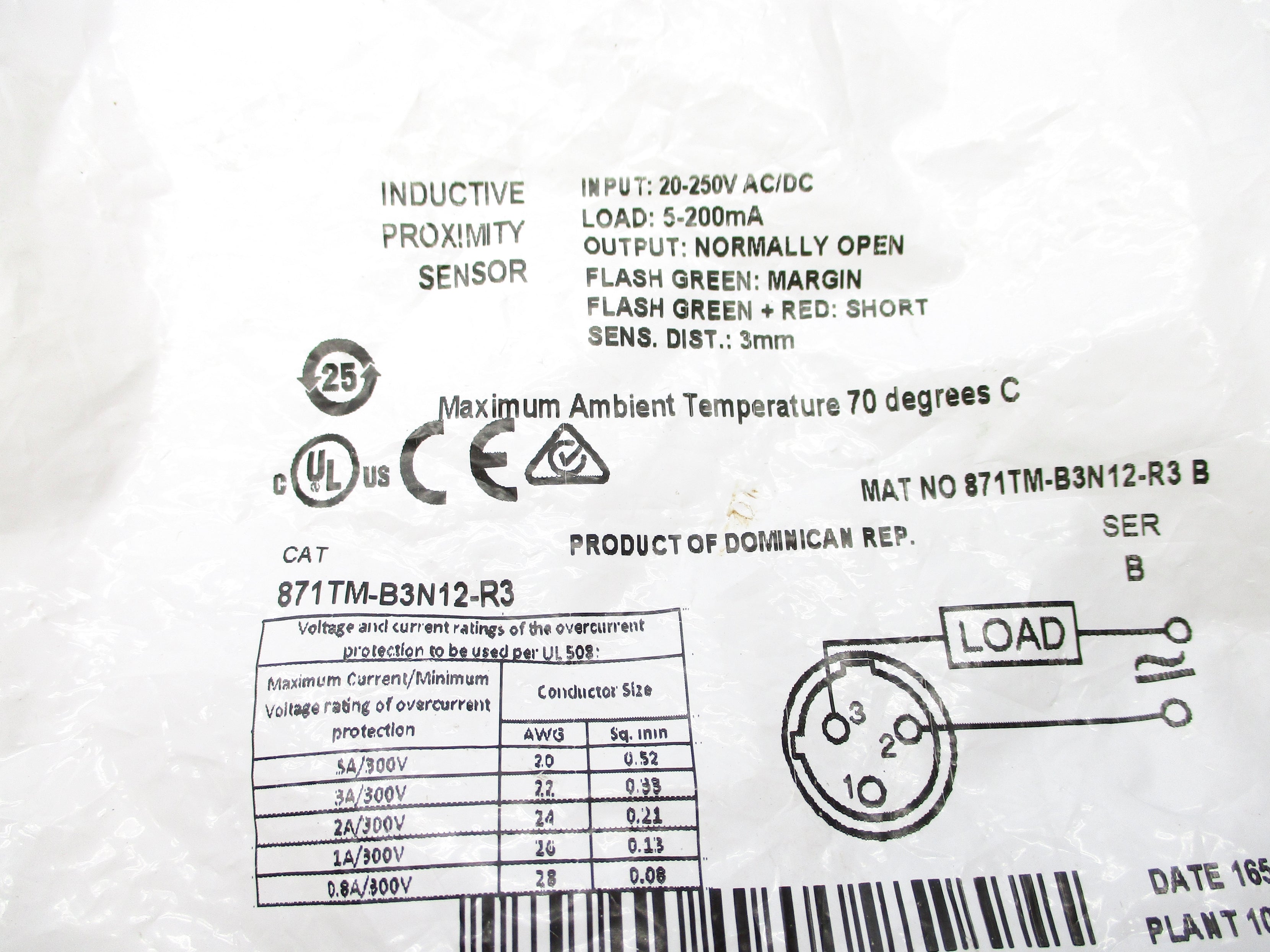 INDUSTRIAL SPARE PART 871TM-B3N12-R3 SER. B 20-250VAC/DC NSMP