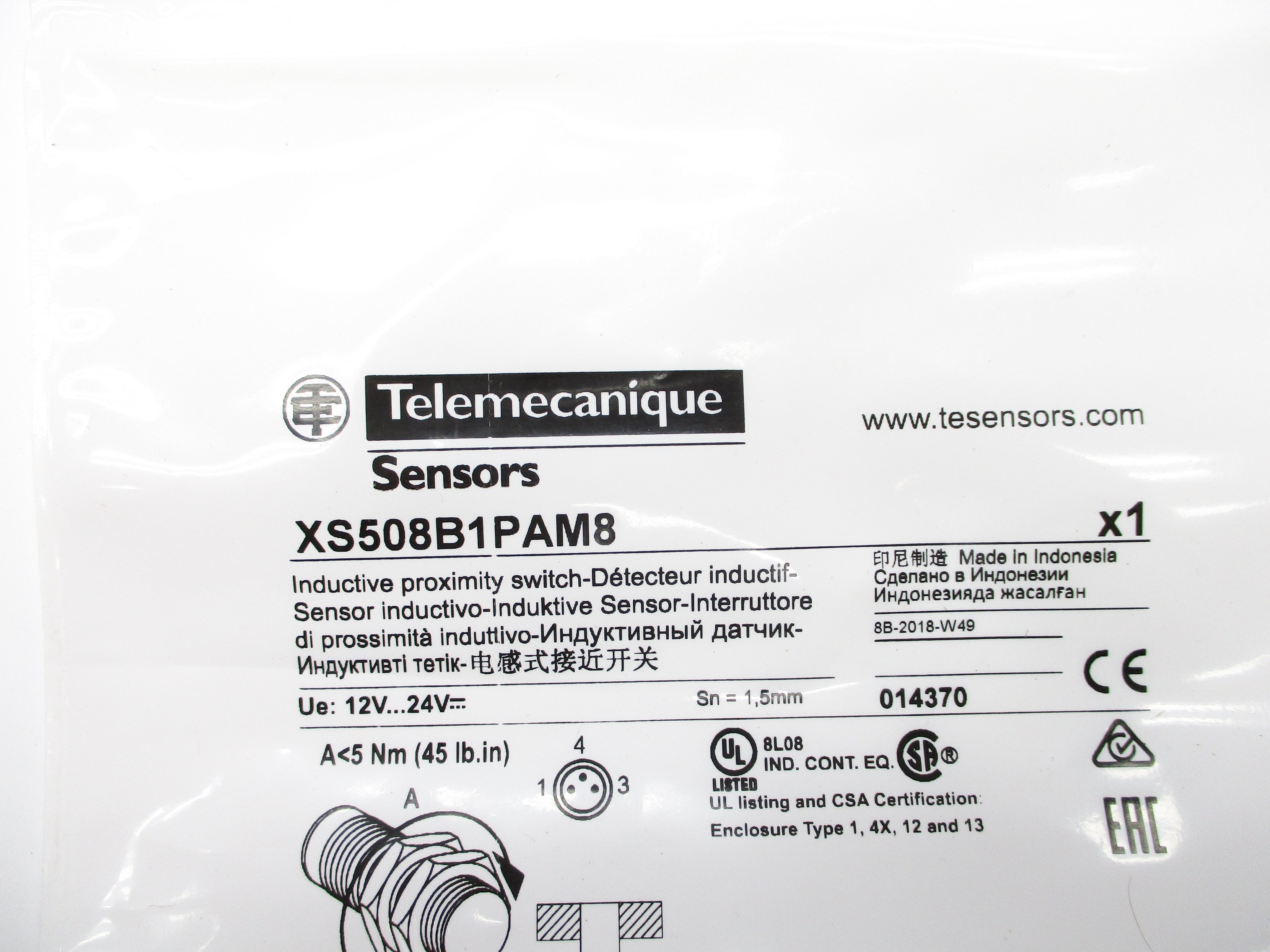 TELEMECANIQUE XS508B1PAM8 12-24V NSMP