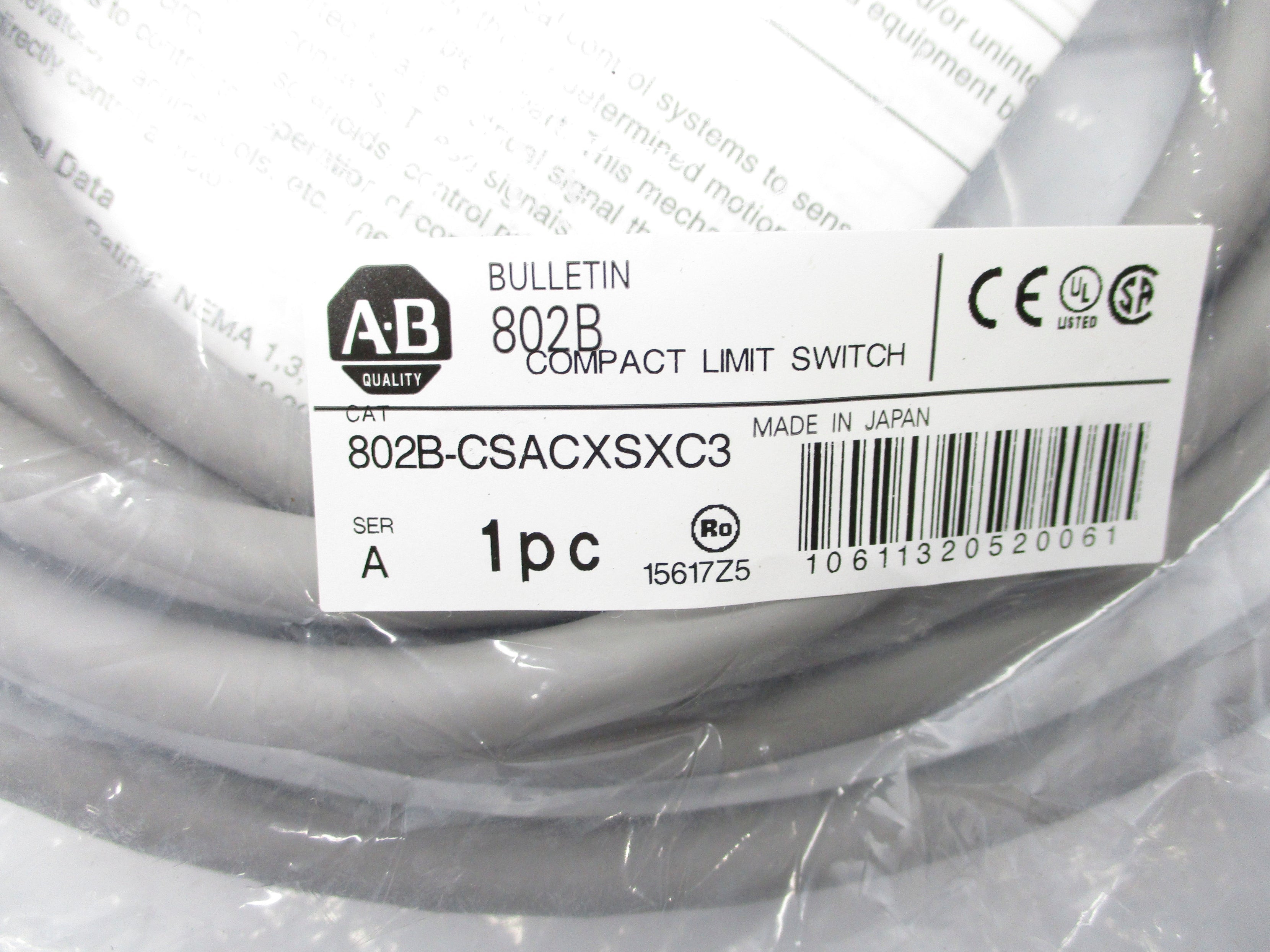 ALLEN BRADLEY 802B-CSACXSXC3 SER. A NSMP