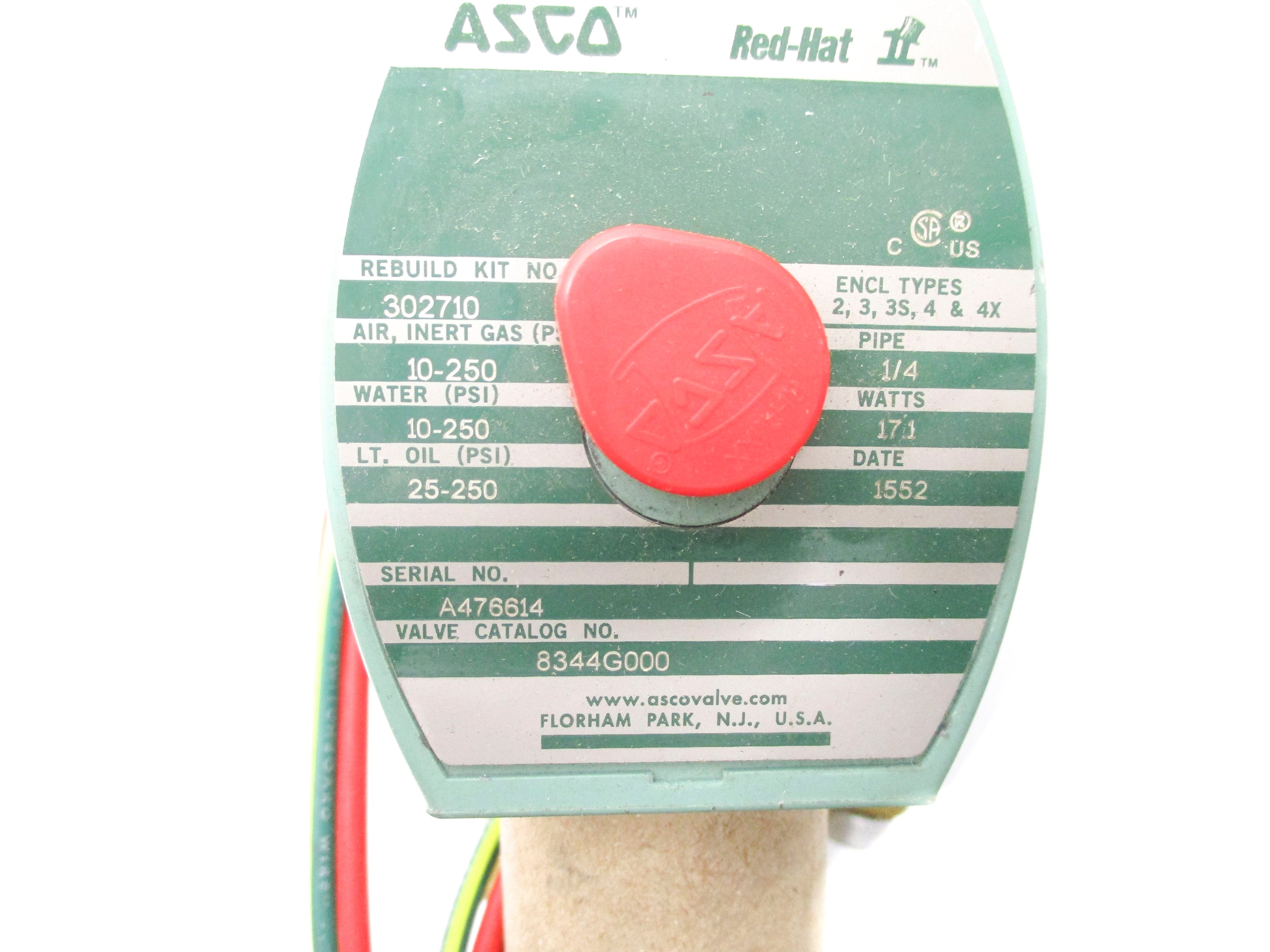 ASCO 8344G000 120/60 110/50 10-250PSI NSNP