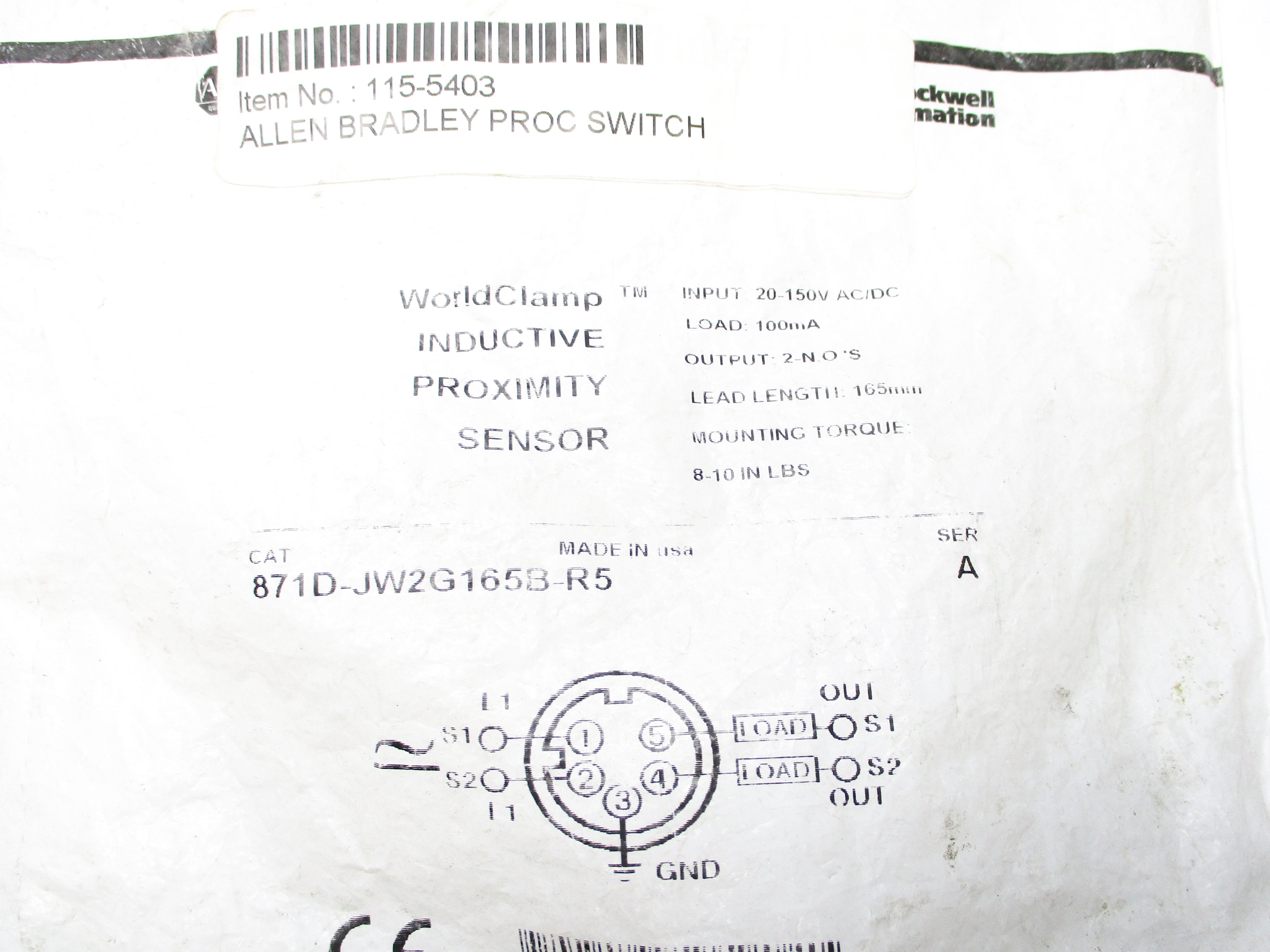 ALLEN BRADLEY 871D-JW2G165B-R5 SER. A NSMP