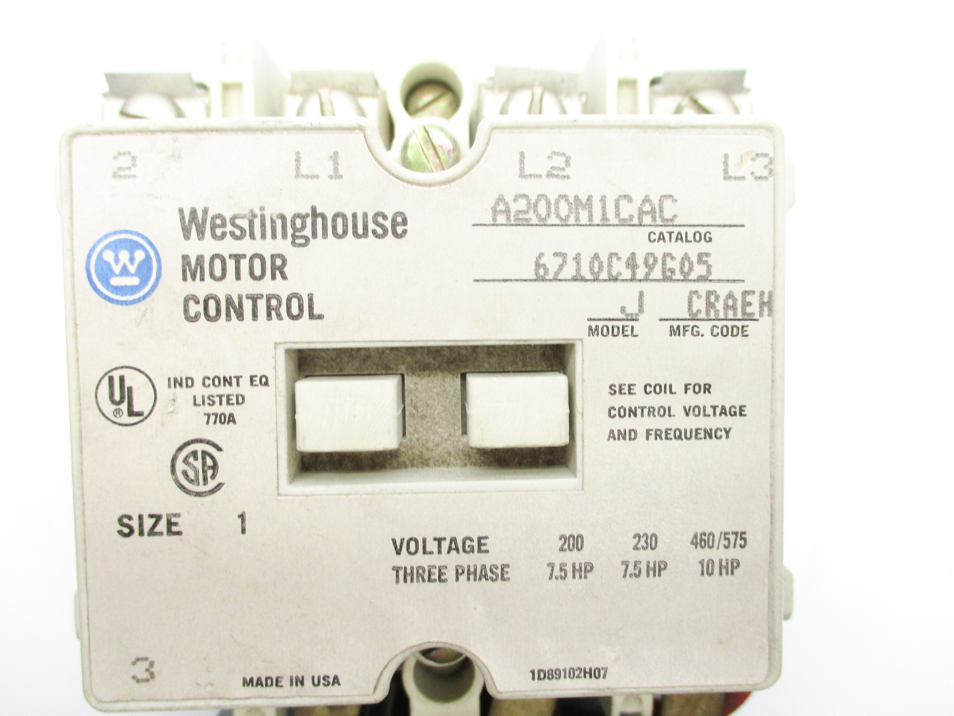 WESTINGHOUSE A200M1CAC 6710C49G05 110-120V 30A NSNP