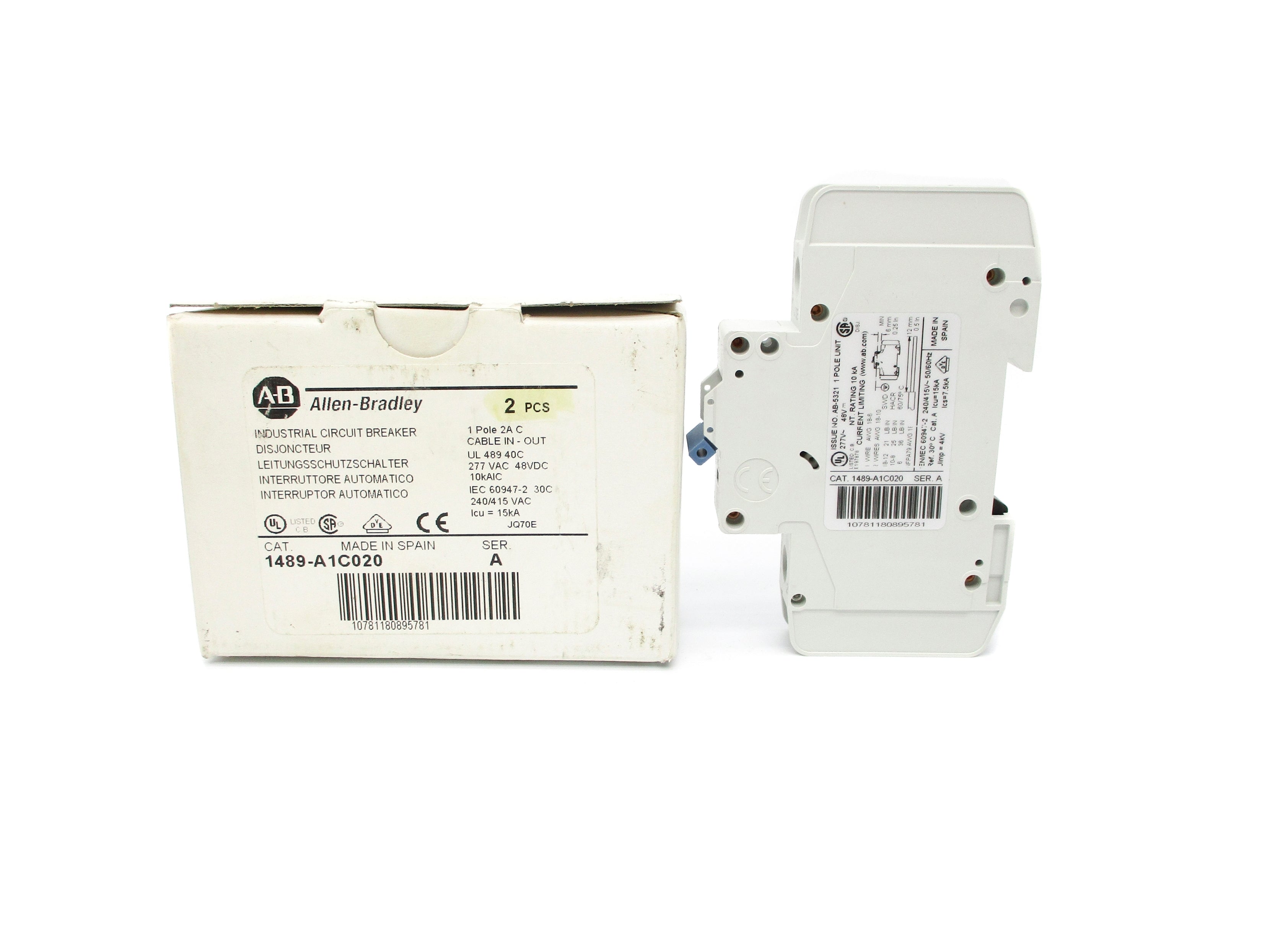 ALLEN BRADLEY 1489-A1C020 SER. A 277VAC 2A (PKG OF 2) NSMP