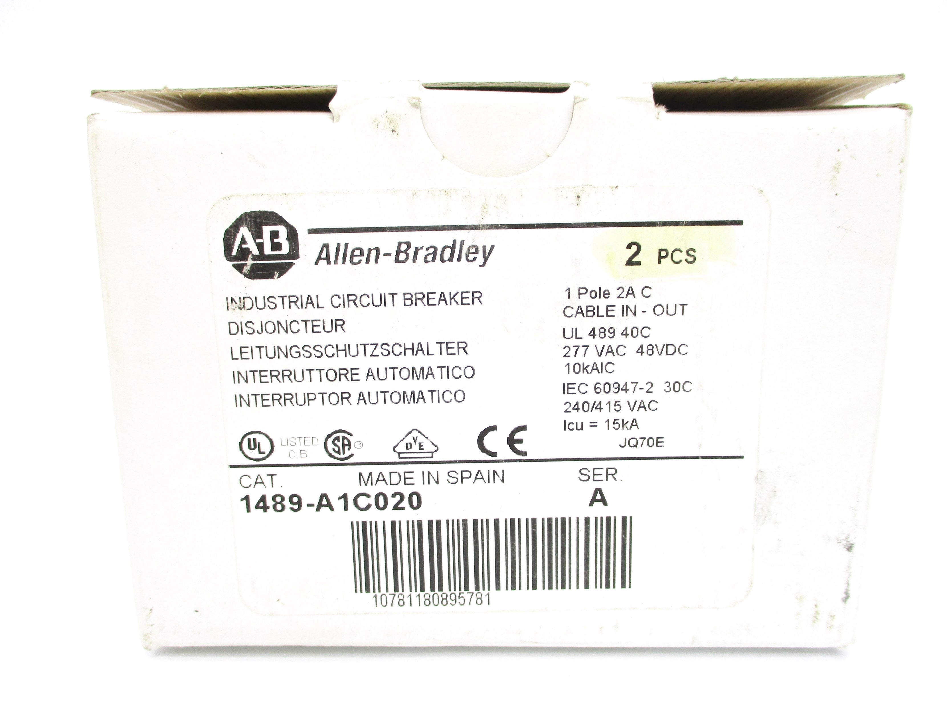 ALLEN BRADLEY 1489-A1C020 SER. A 277VAC 2A (PKG OF 2) NSMP