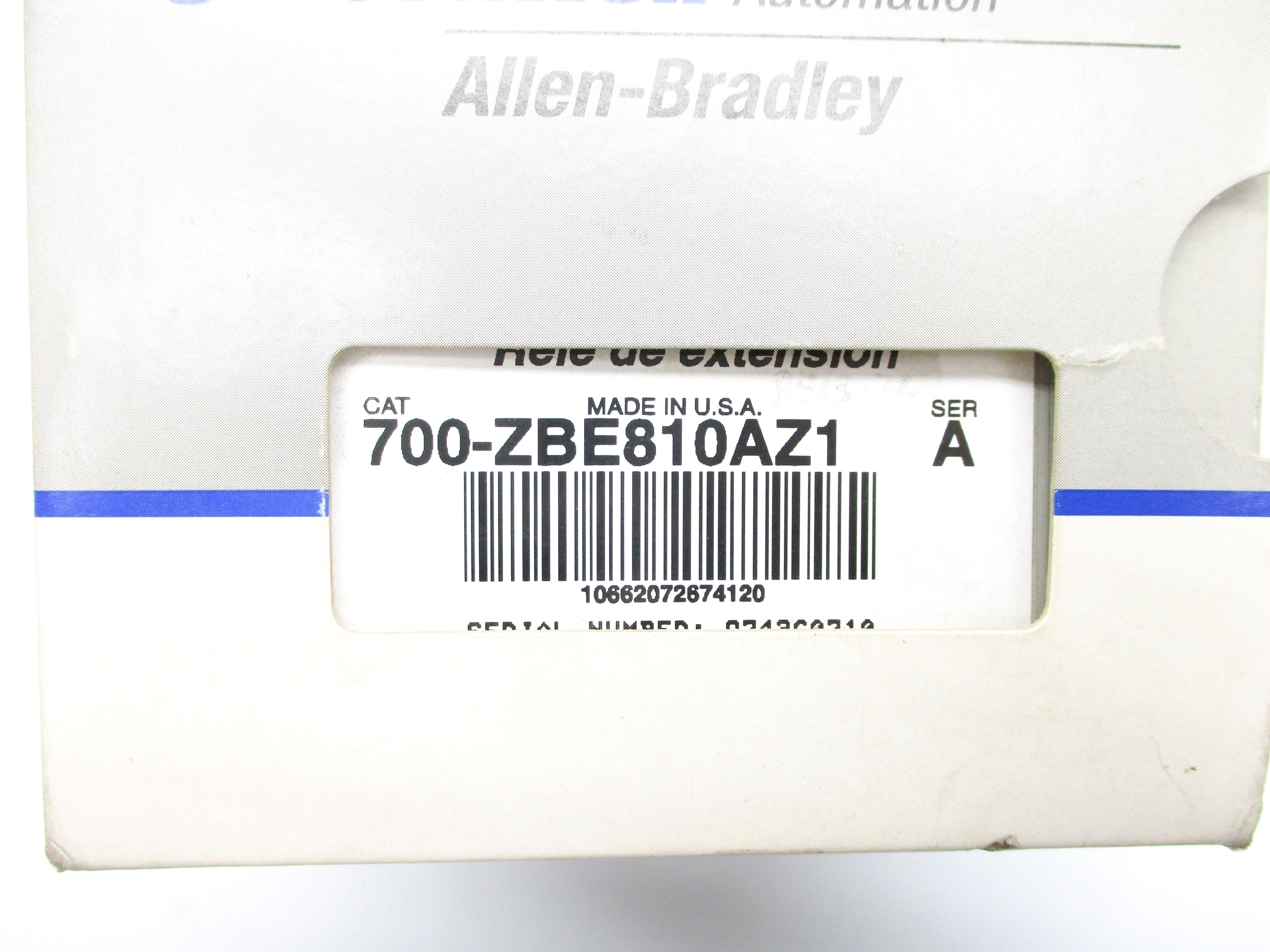 ALLEN BRADLEY 700-ZBE810AZ1 SER. A 120V (GY/BL) NSMP