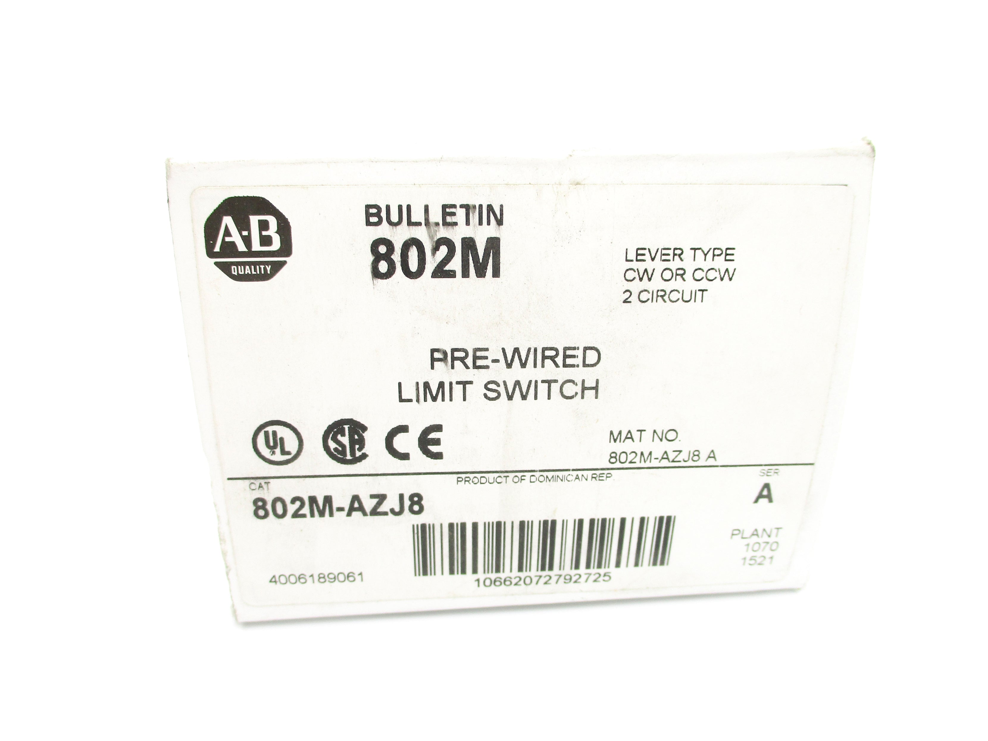 ALLEN BRADLEY 802M-AZJ8 SER. A (WH) NSMP