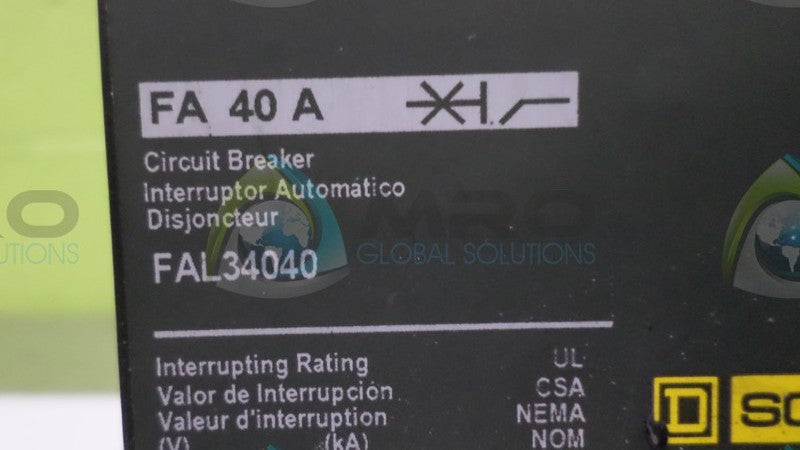 SQUARE D FAL34040 CIRCUIT BREAKER *NEW NO BOX*