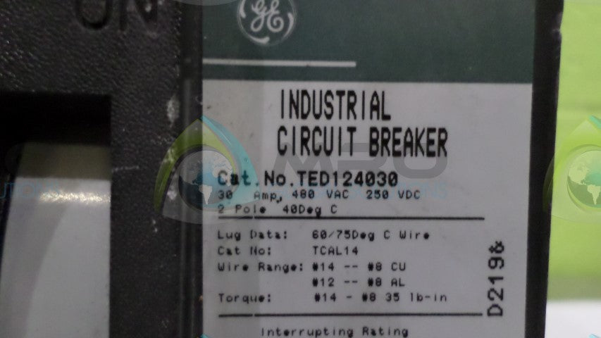 GENERAL ELECTRIC TED124030 CIRCUIT BREAKER *USED*