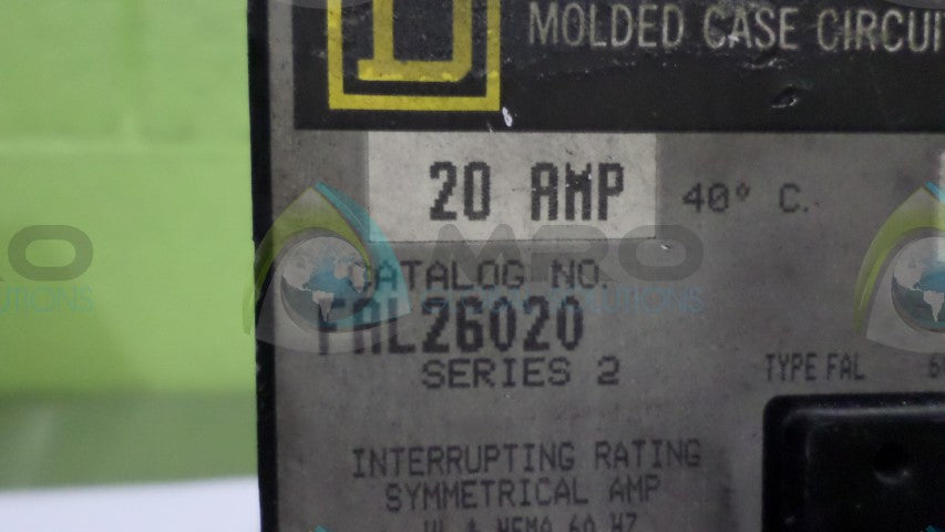 SQUARE D FAL26020 CIRCUIT BREAKER *USED*