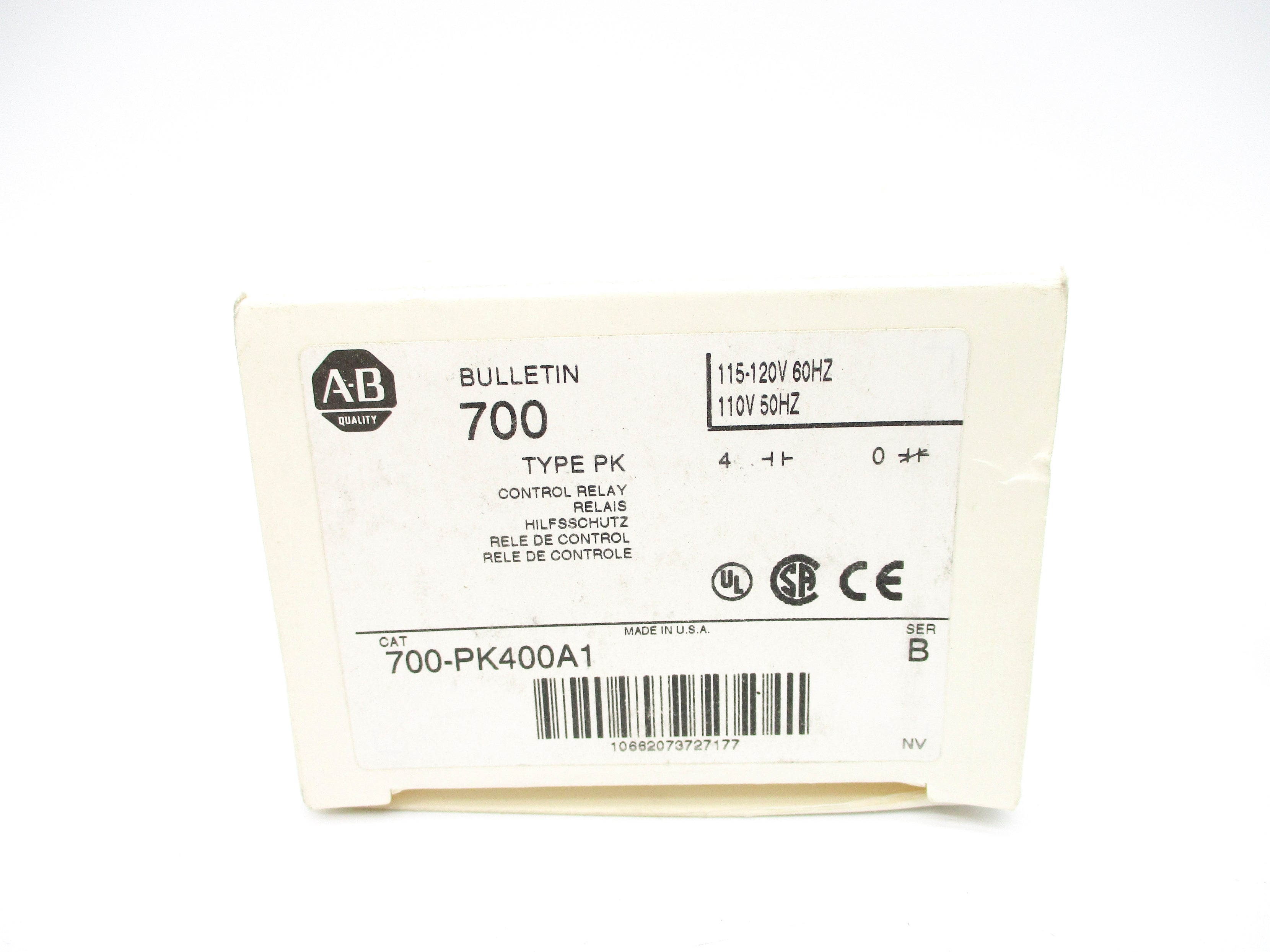 ALLEN BRADLEY 700-PK400A1 SER. B 110/120V (WH) NSMP