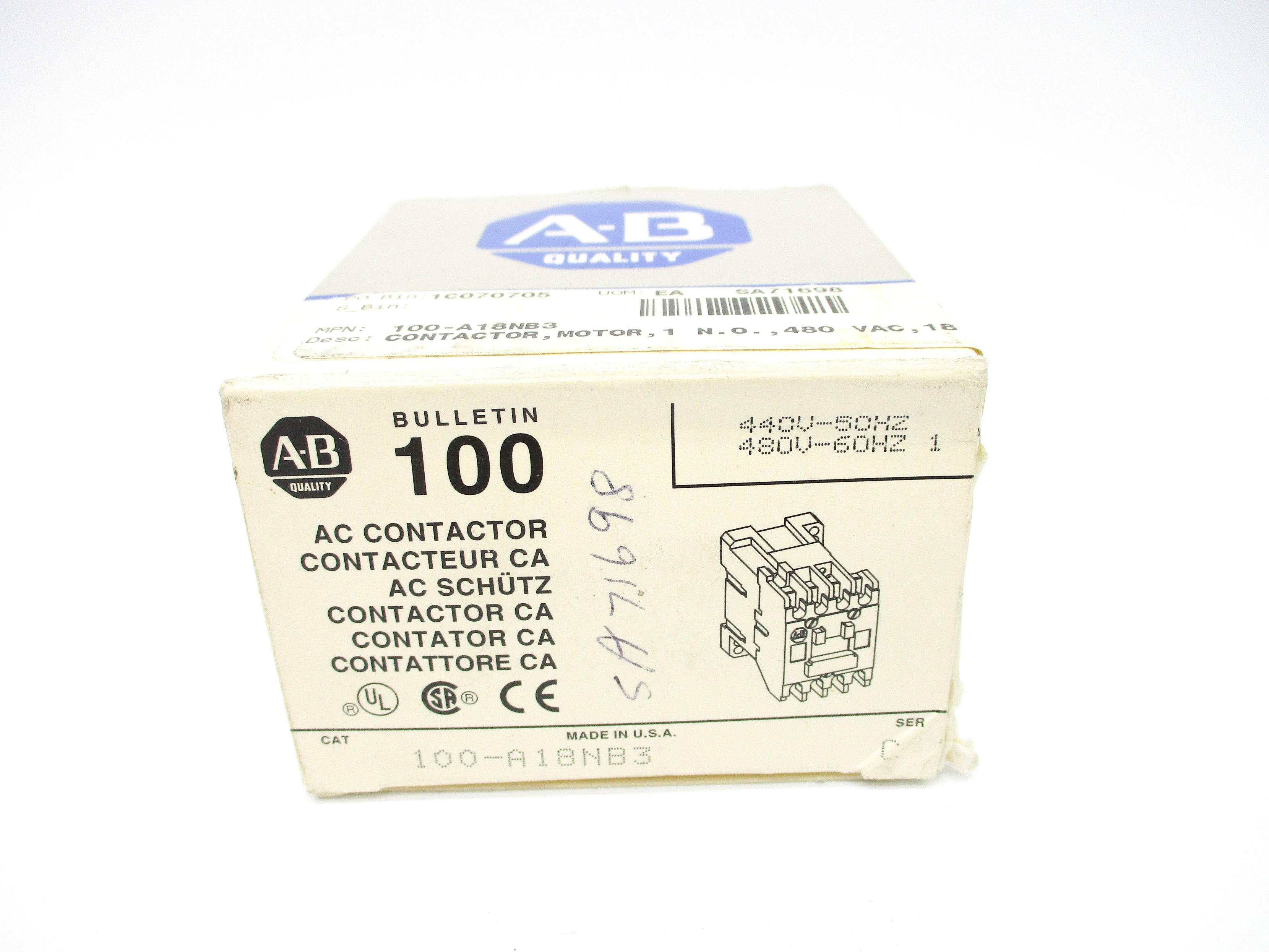 ALLEN BRADLEY 100-A18NB3 SER. C 440/480V (GY/BL) NSMP