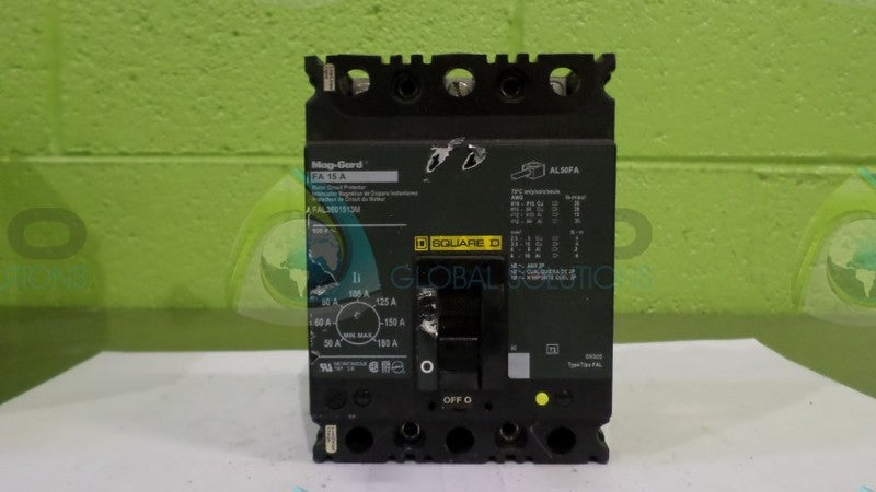 SQUARE D FAL3601513M CIRCUIT BREAKER 15A (GREEN) *USED*