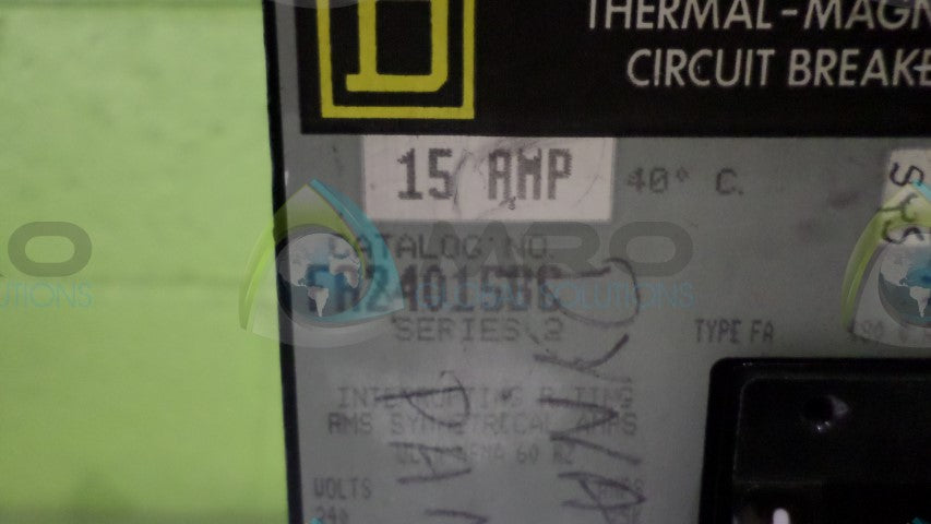 SQUARE D FA24015BC CIRCUIT BREAKER *USED*