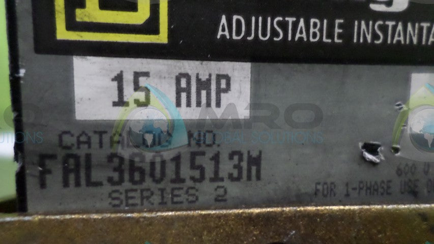SQUARE D FAL3601513M CIRCUIT BREAKER 15A (GREY)(AS PICTURED) *USED*