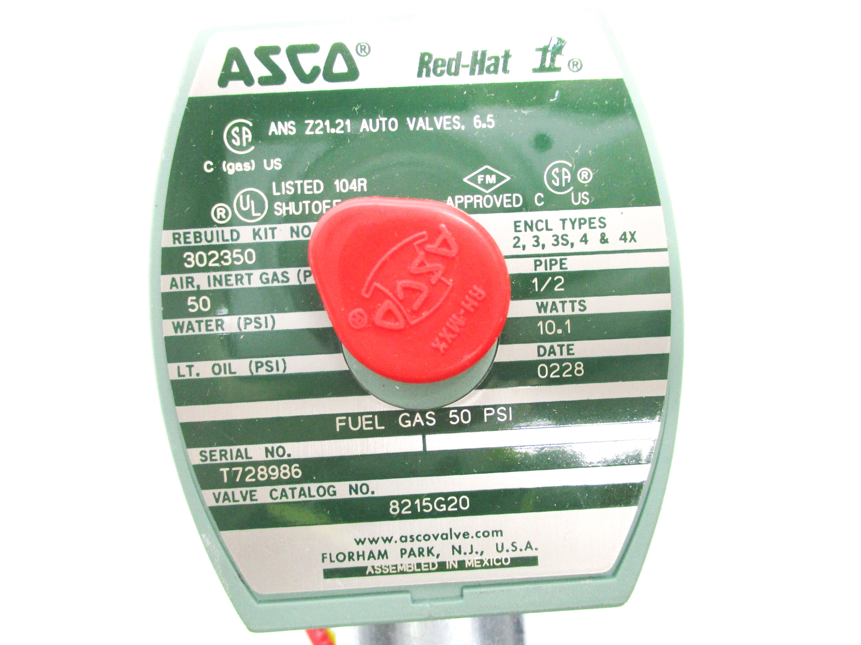 ASCO 8215G20 120/60 110/50 50PSI NSNP