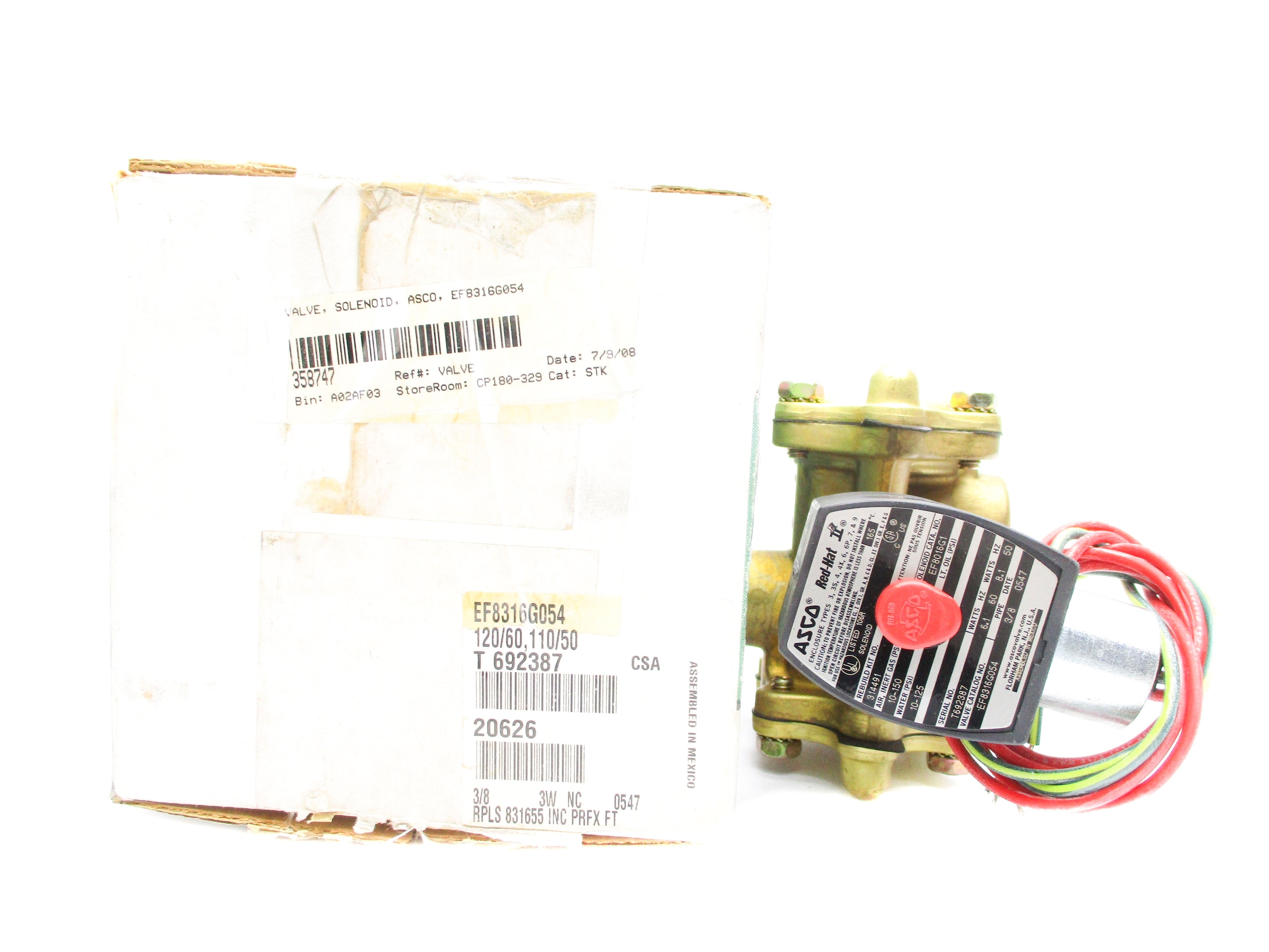 ASCO EF8316G054 110/120V 10-150PSI 3/8" NSMP