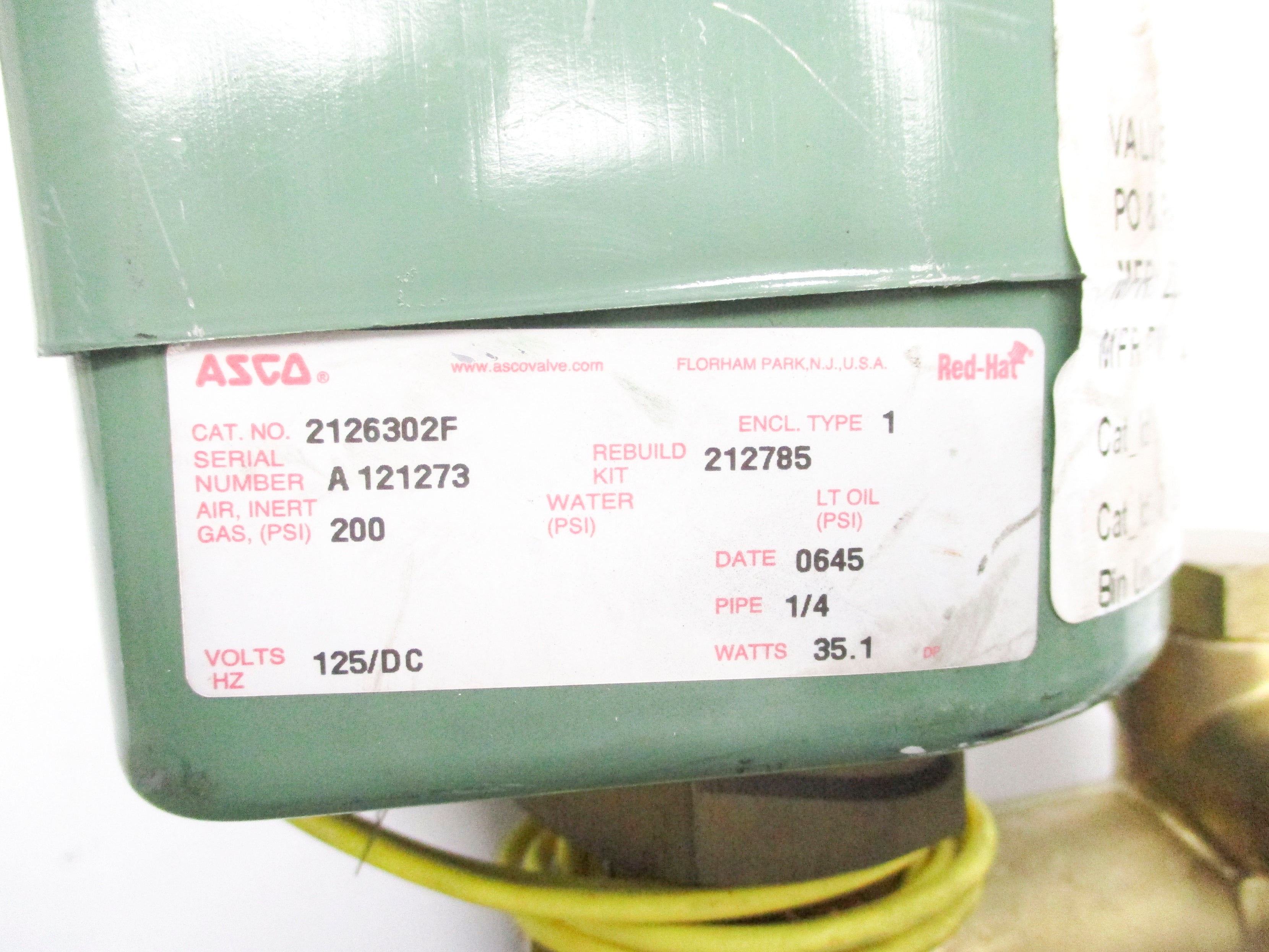 ASCO 2126302F 125/DC 200PSI NSNP