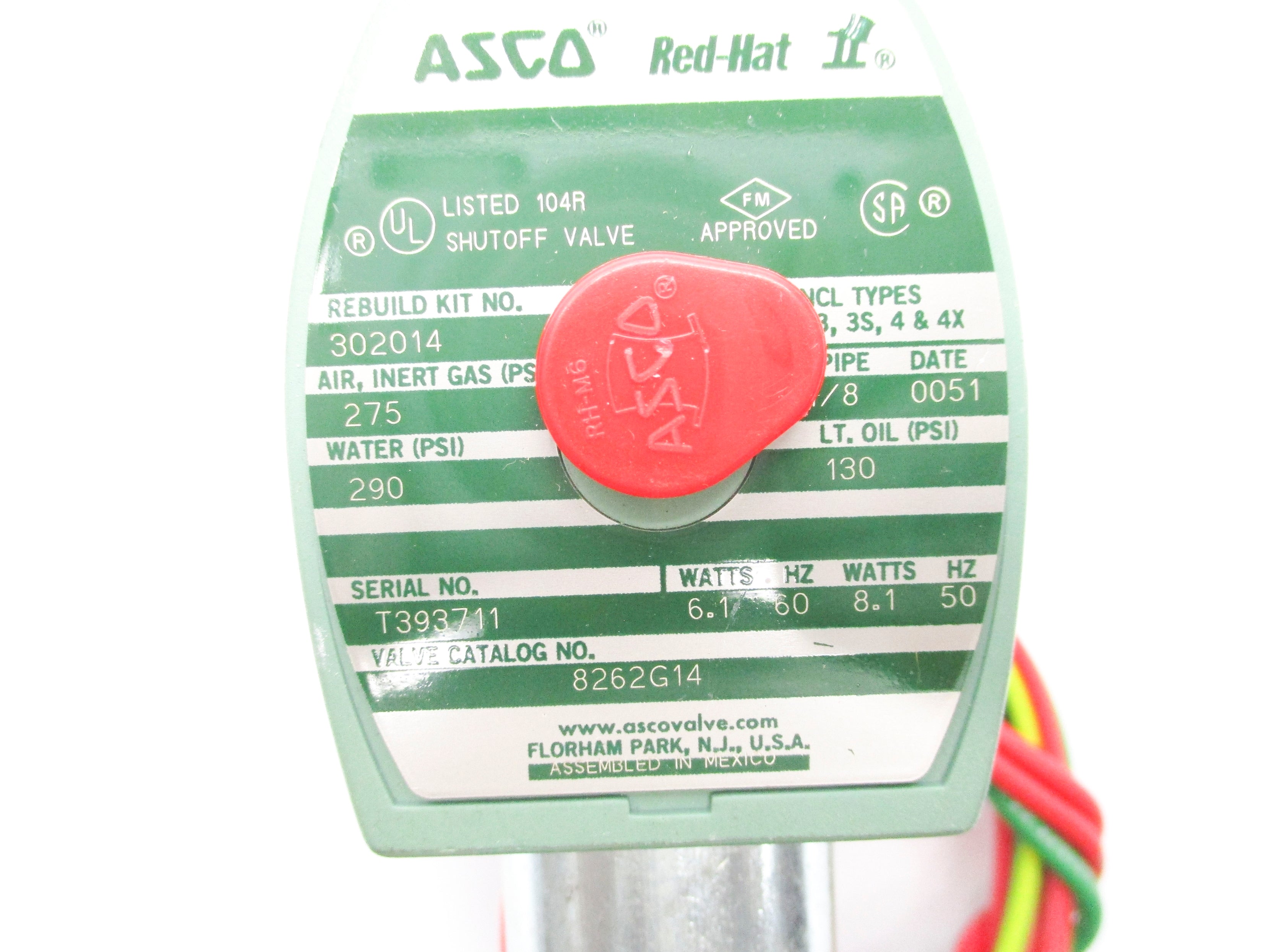 ASCO 8262G14 110/120V 290PSI NSNP