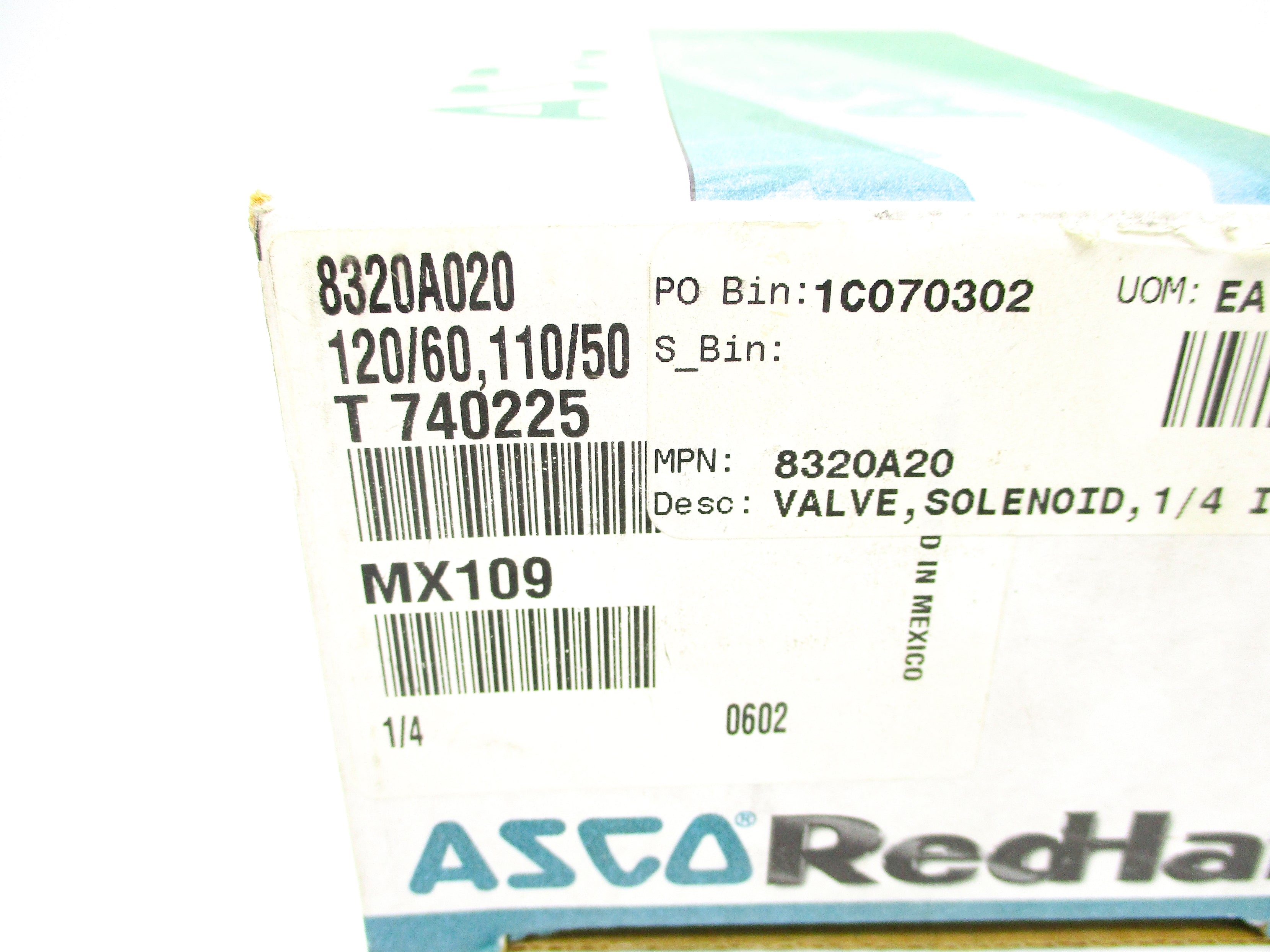 ASCO 8320A020 120/60 110/50 125PSI NSMP