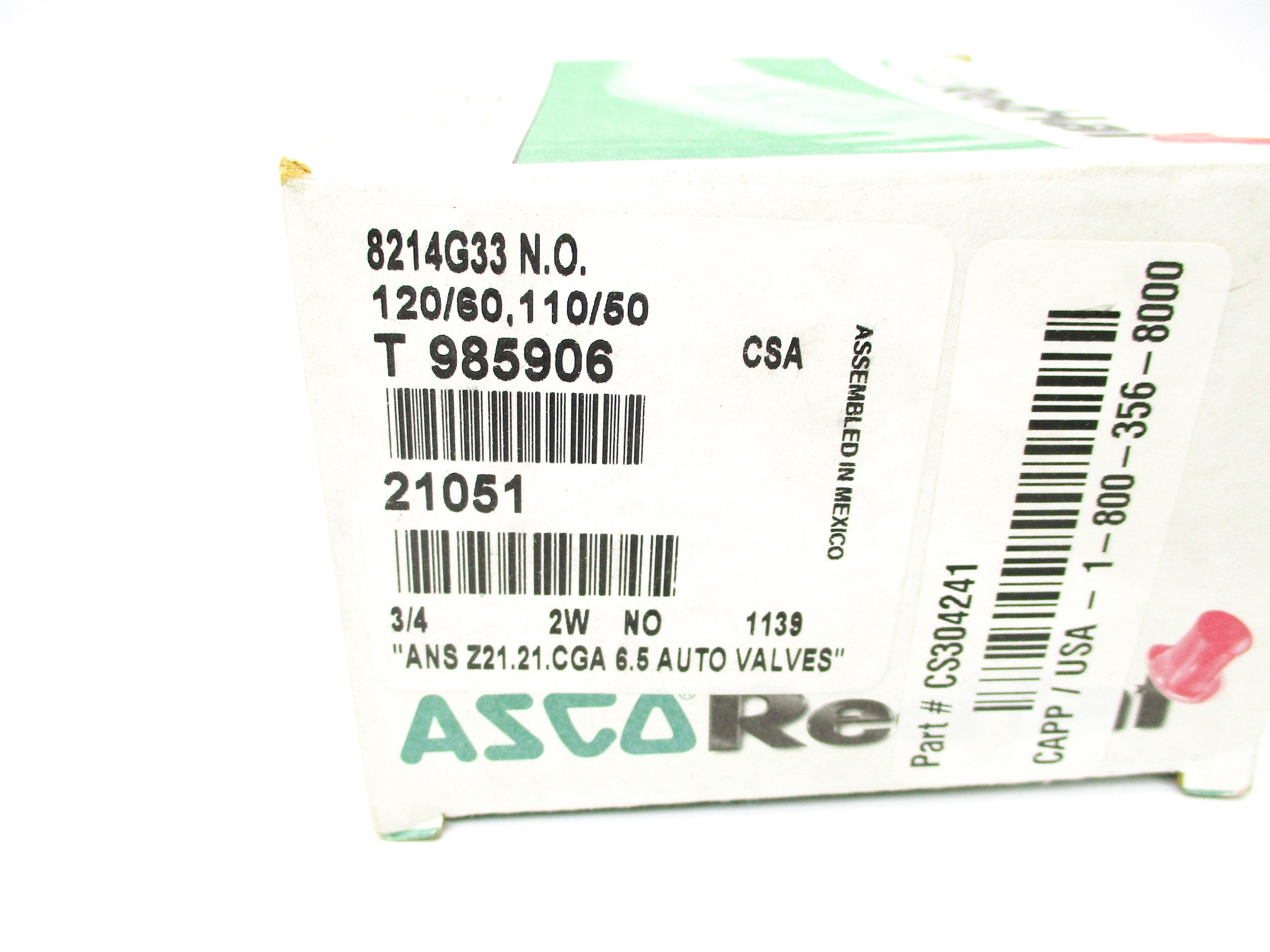 ASCO 8214G33 110/120V 5PSI NSMP