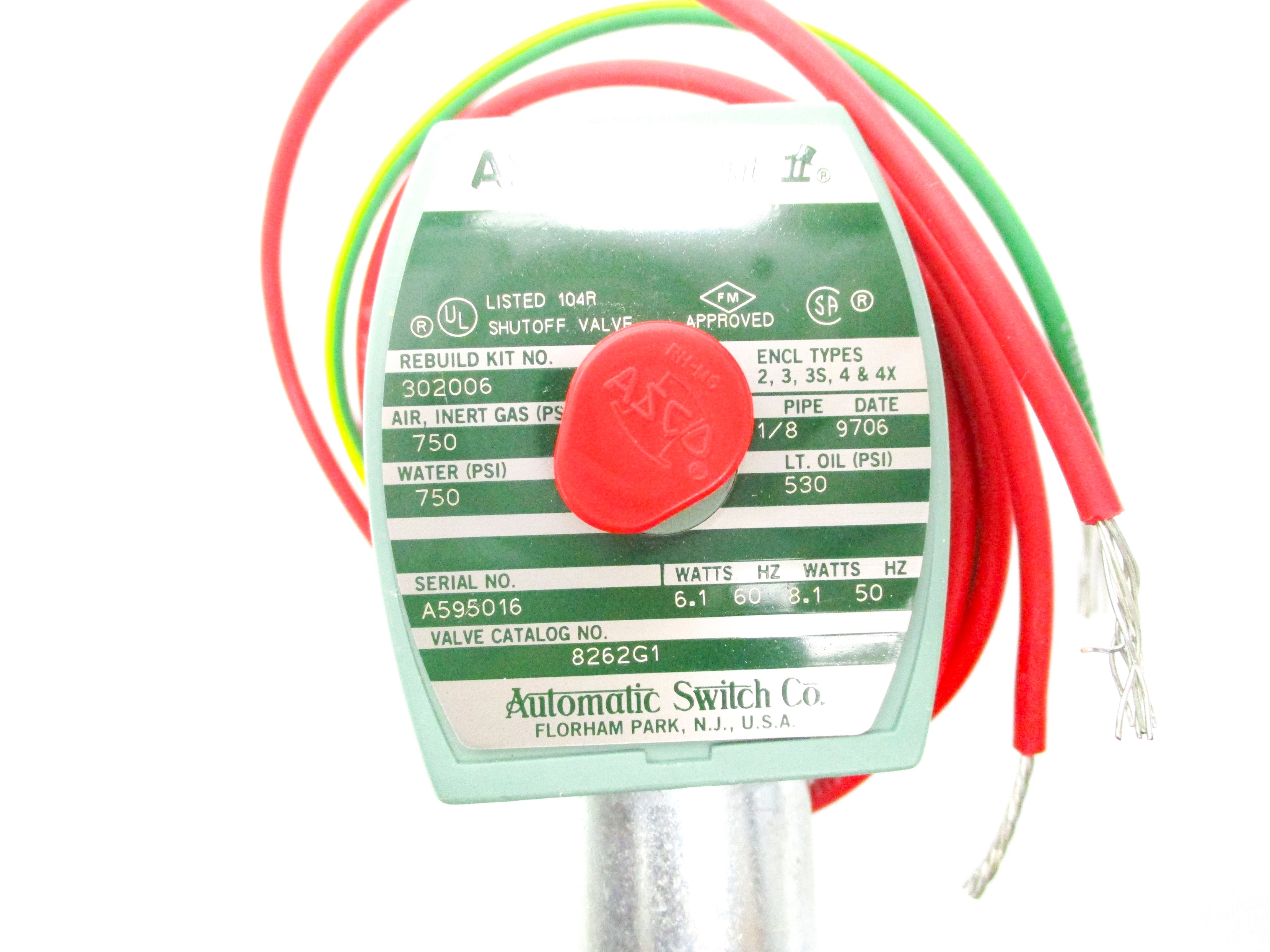 ASCO 8262G1 120/60 110/50 750PSI NSNP